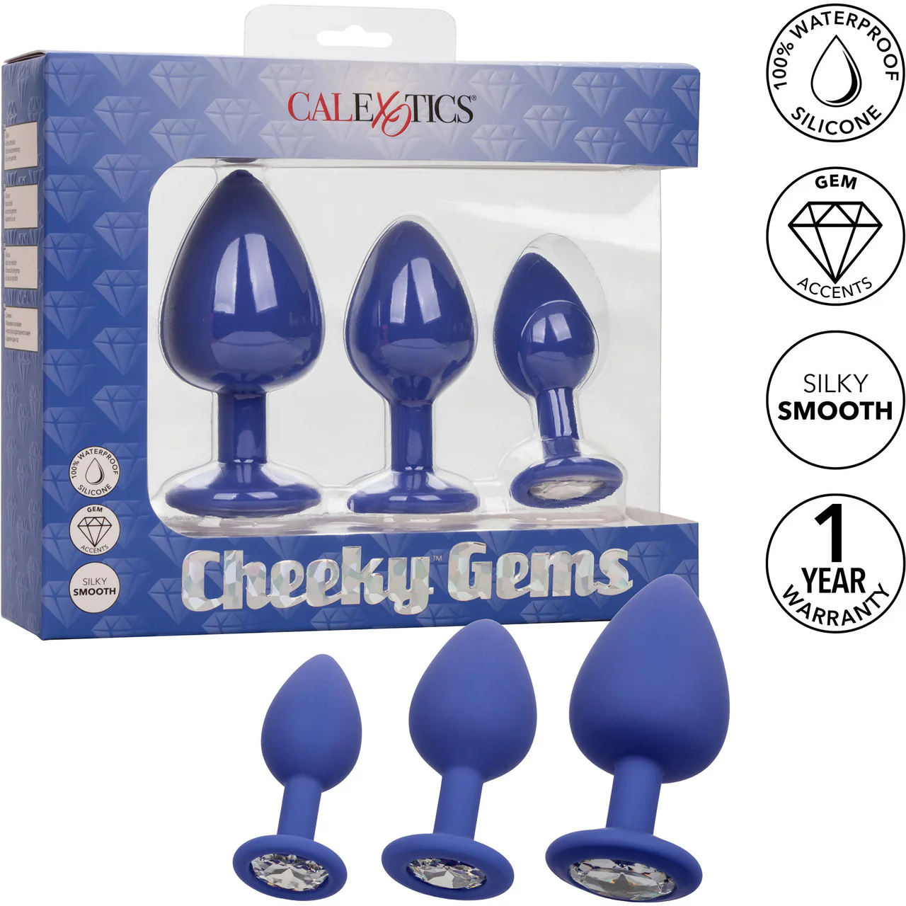 Cheeky Gems Silicone 3-Piece Anal Training Kit By CalExotics - Purple - Image 20