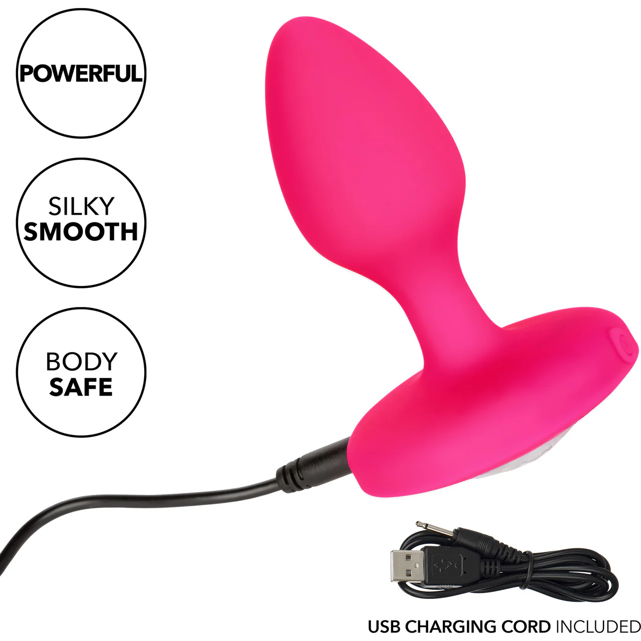 Cheeky Gems Silicone Rechargeable Vibrating Medium Anal Probe By CalExotics - Pink - Image 7