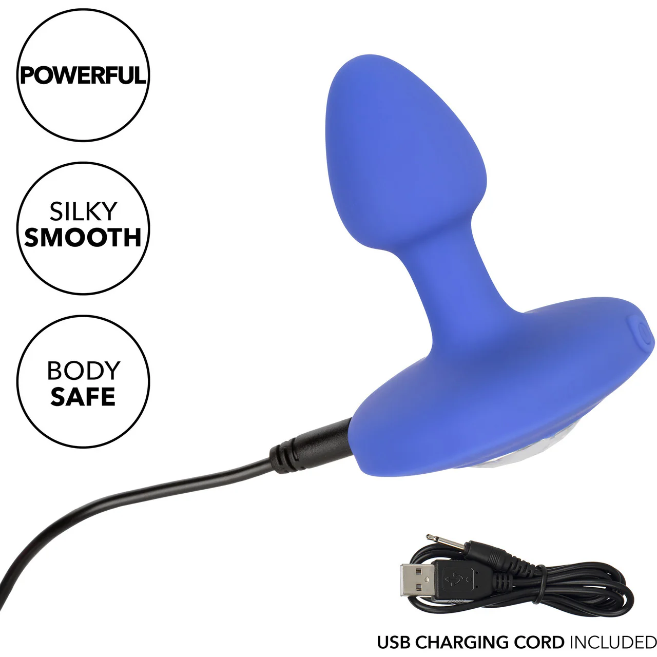 Cheeky Gems Silicone Rechargeable Vibrating Small Anal Probe By CalExotics - Blue - Image 7