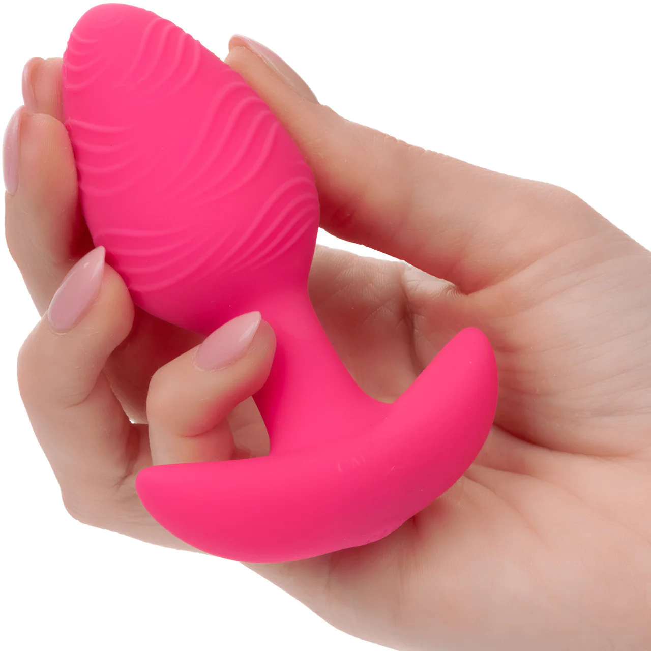 Cheeky Glow In The Dark Rechargeable Silicone Vibrating Butt Plug By CalExotics - Pink - Image 2