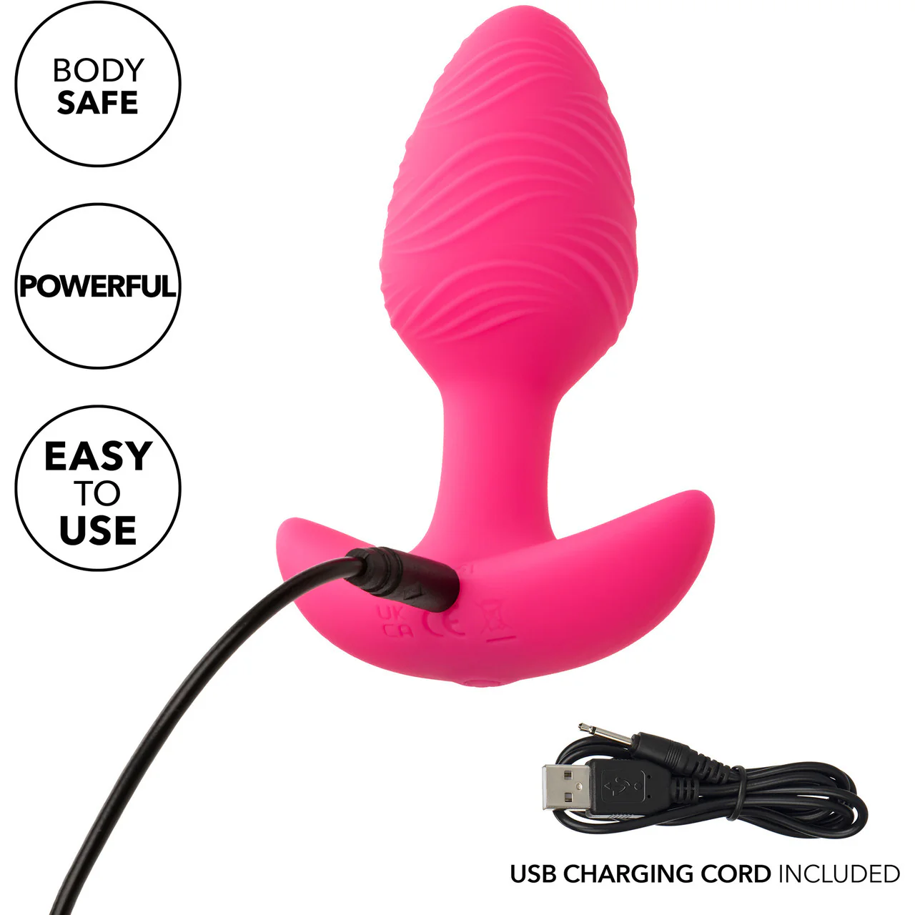 Cheeky Glow In The Dark Rechargeable Silicone Vibrating Butt Plug By CalExotics - Pink - Image 7