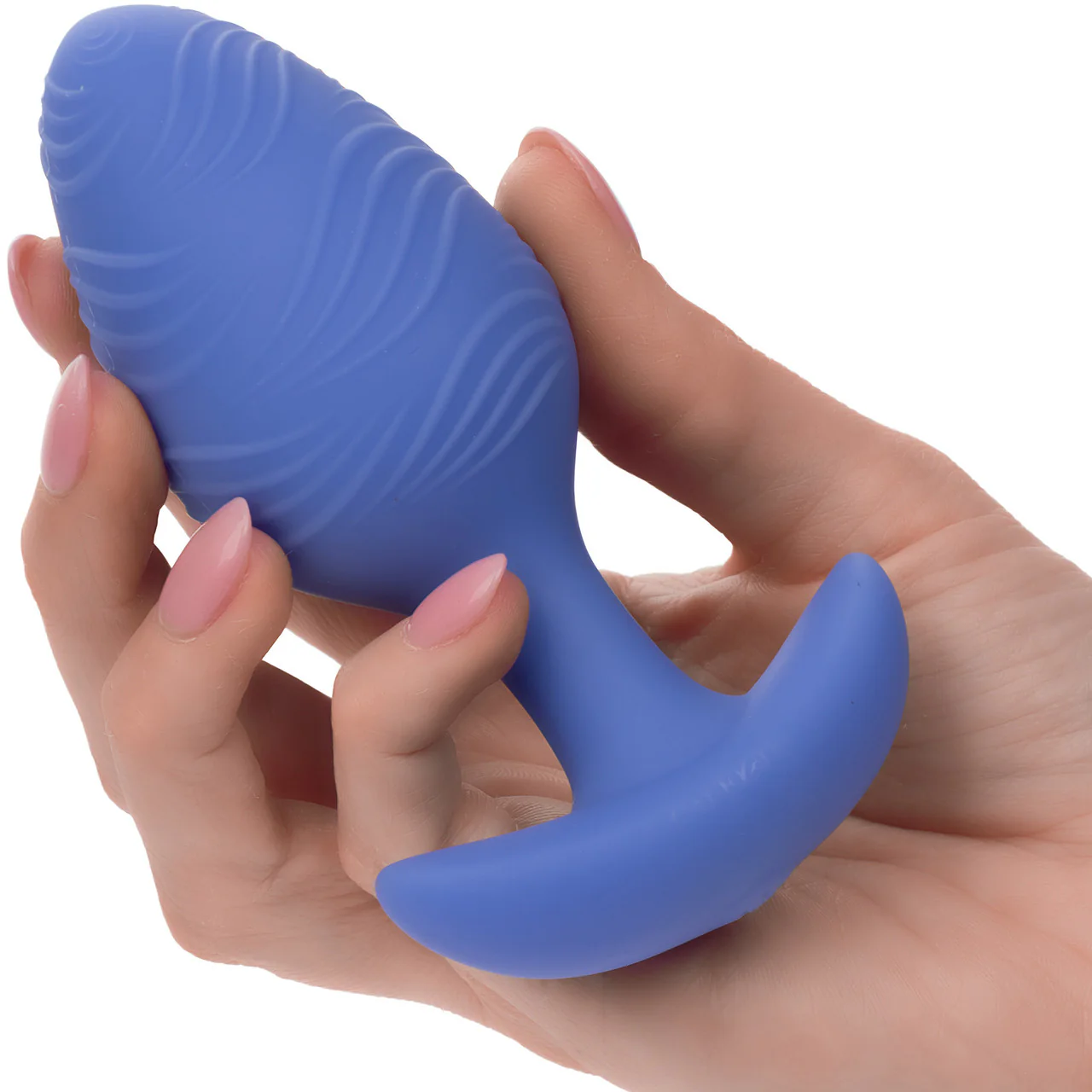 Cheeky Glow In The Dark Rechargeable Silicone Vibrating Large Butt Plug By CalExotics - Blue - Image 2