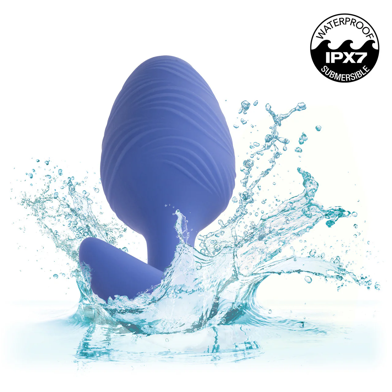 Cheeky Glow In The Dark Rechargeable Silicone Vibrating Large Butt Plug By CalExotics - Blue - Image 6