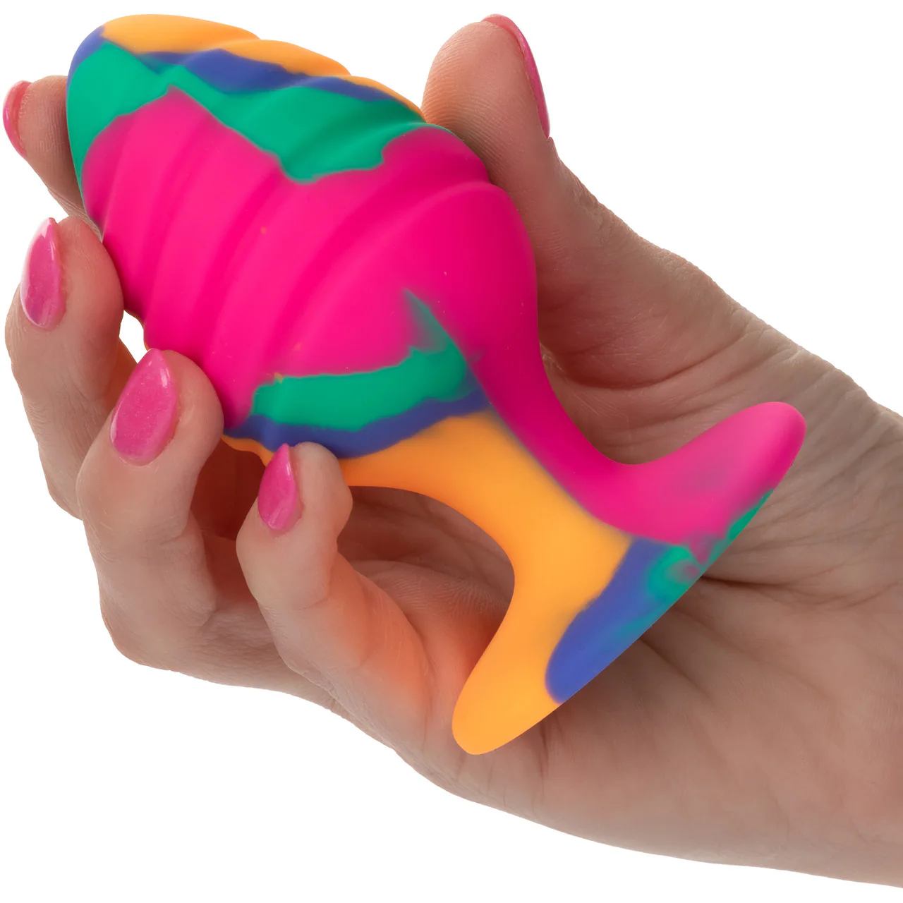 Cheeky Swirl Tie-Dye Silicone Butt Plug Large By CalExotics - Image 2