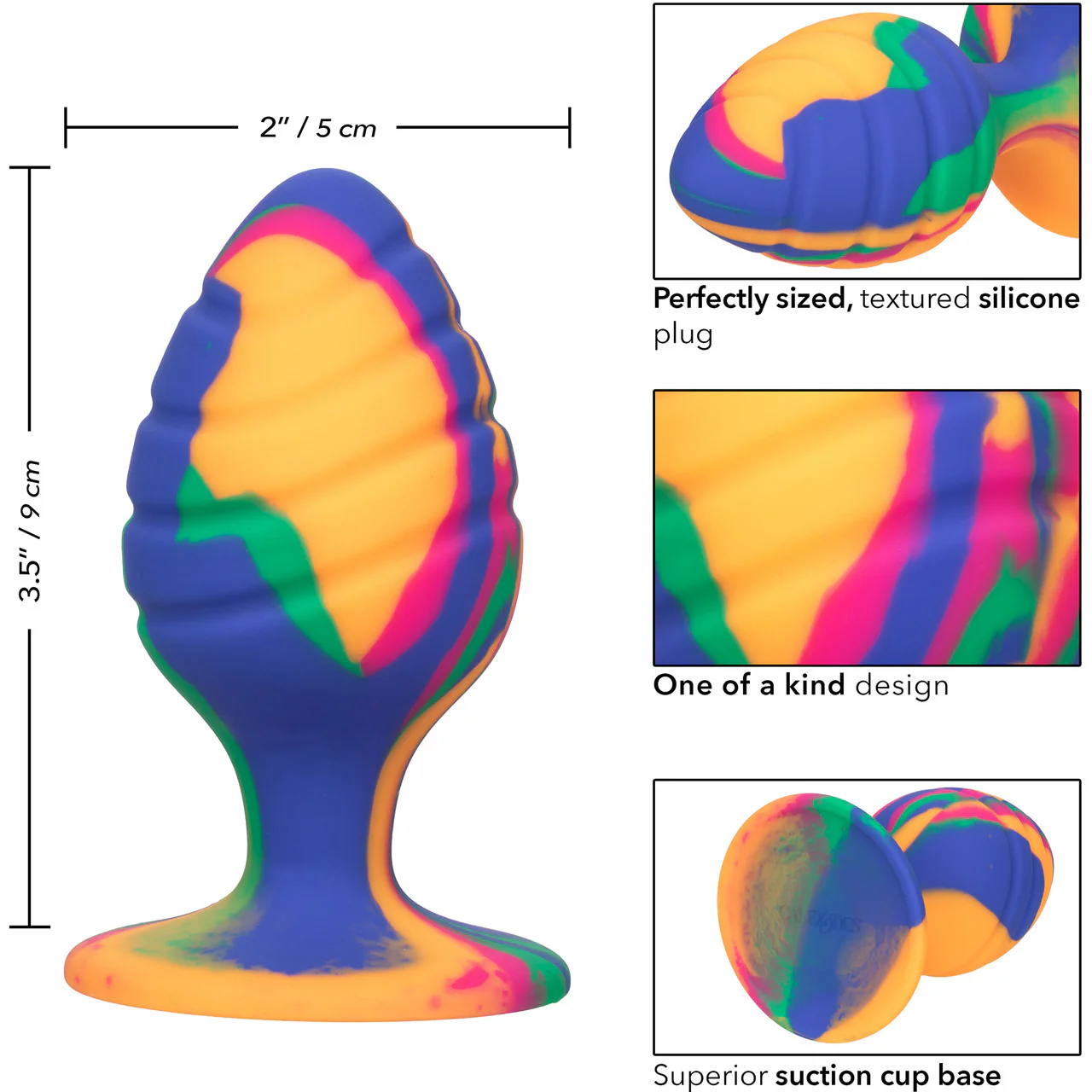 Cheeky Swirl Tie-Dye Silicone Butt Plug Large By CalExotics - Image 7
