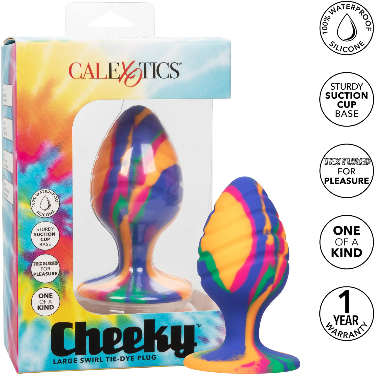 Cheeky Swirl Tie-Dye Silicone Butt Plug Large By CalExotics - Image 8