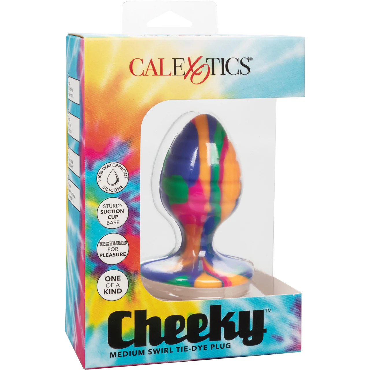 Cheeky Swirl Tie-Dye Silicone Butt Plug Medium By CalExotics - Image 10