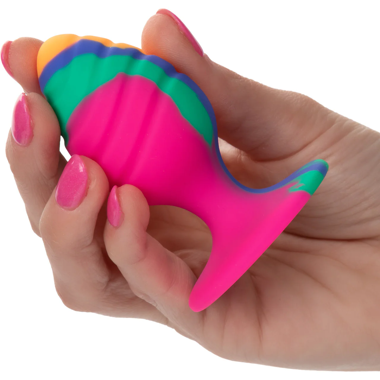 Cheeky Swirl Tie-Dye Silicone Butt Plug Medium By CalExotics - Image 2