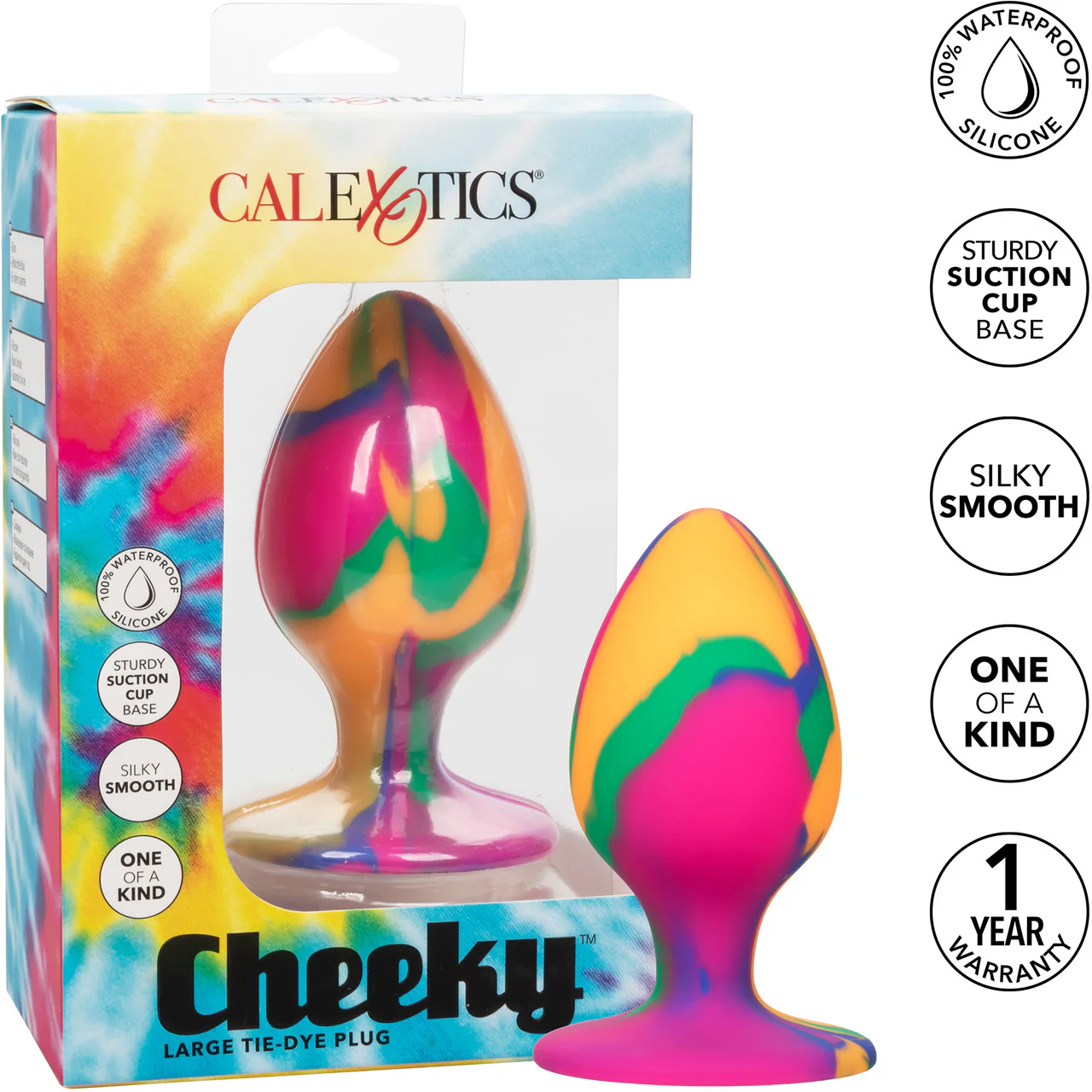 Cheeky Tie-Dye Silicone Butt Plug Large By CalExotics - Image 8