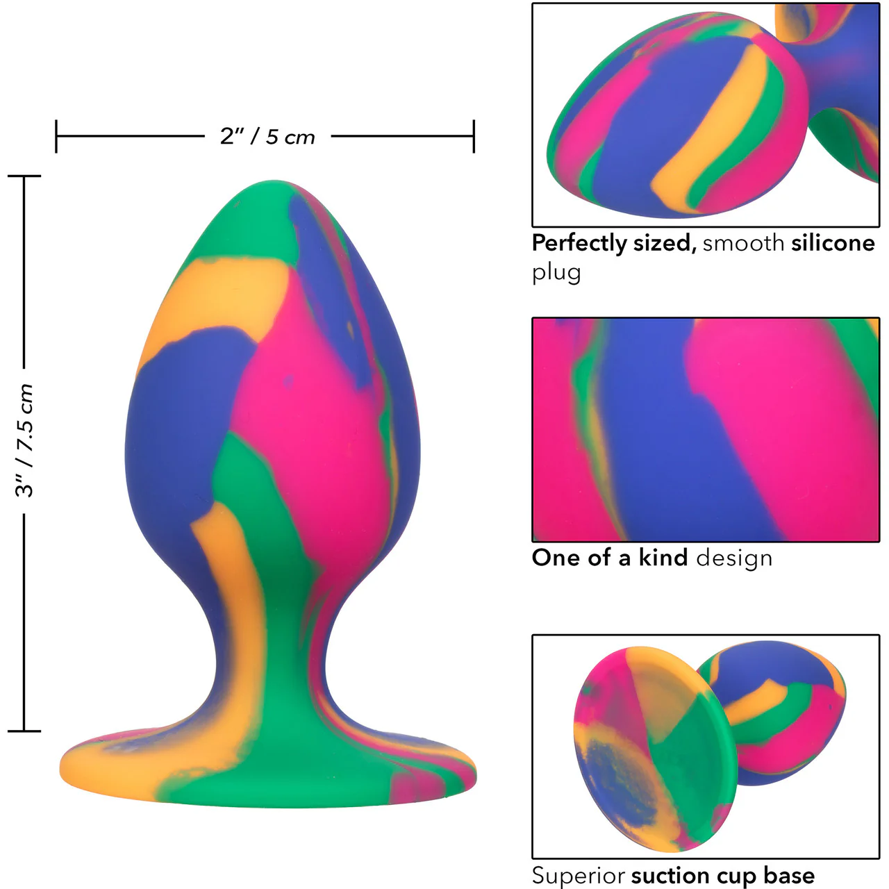 Cheeky Tie-Dye Silicone Butt Plug Medium By CalExotics - Image 7