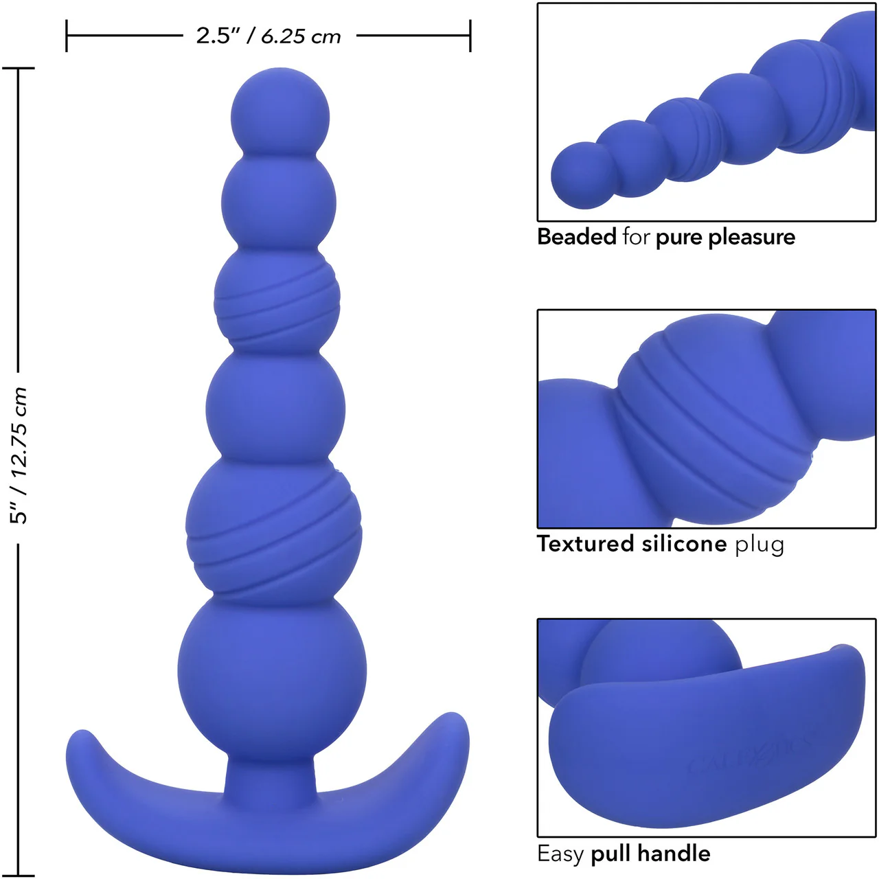 Cheeky X-6 Beads Silicone Anal Probe by CalExotics - Blue - Image 8