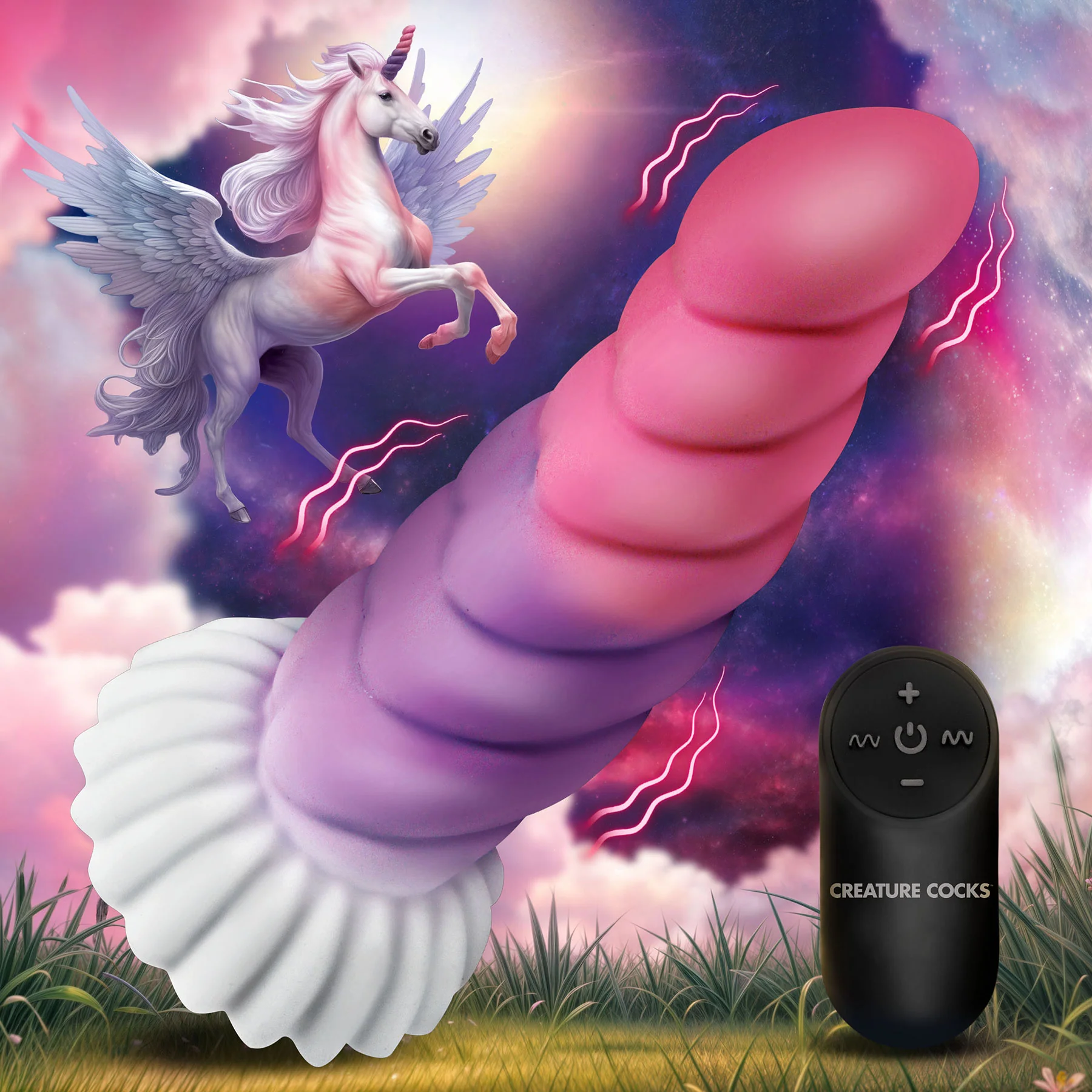 Cloud Rider Unicorn Vibrating 6.4" Silicone Dildo With Remote By Creature Cock - Image 2