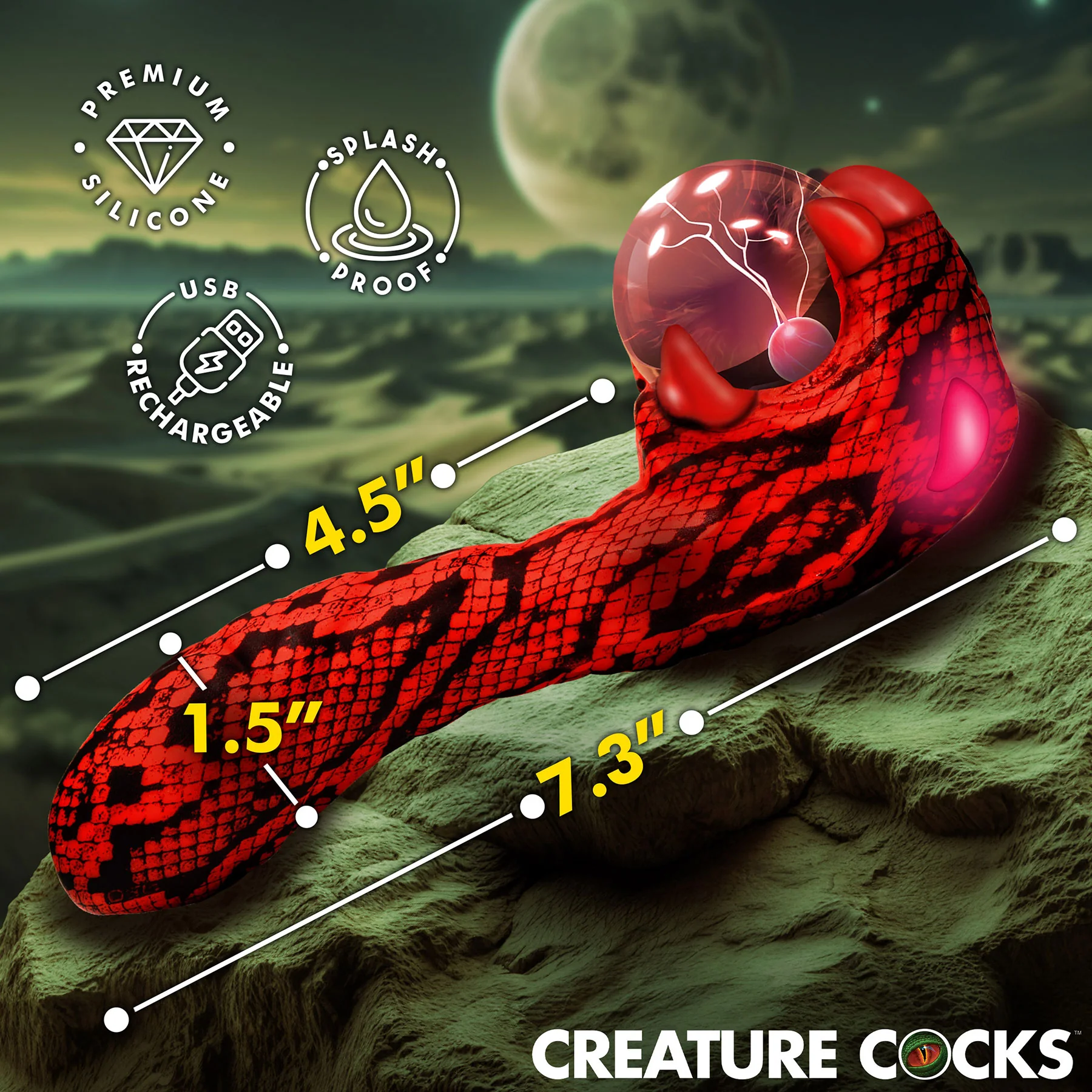 Cobra Rechargeable Silicone Dual Use Plasma Vibrator By Creature Cocks - Image 6