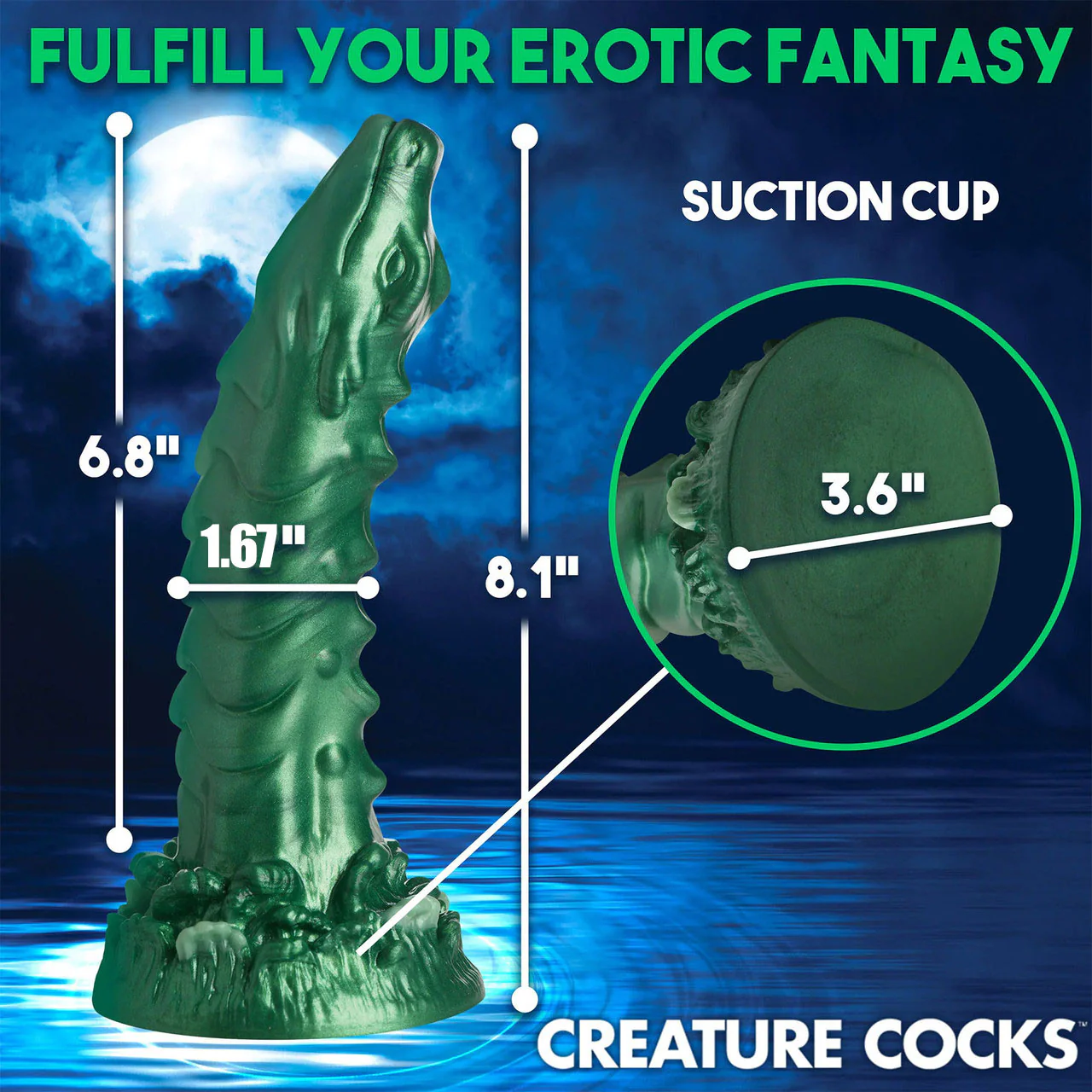 Cockness Monster Lake Creature 8" Silicone Suction Cup Dildo By Creature Cocks - Image 12