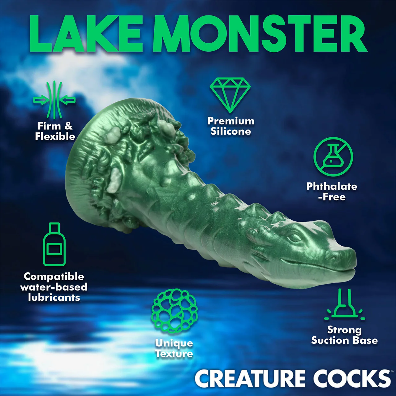 Cockness Monster Lake Creature 8" Silicone Suction Cup Dildo By Creature Cocks - Image 19