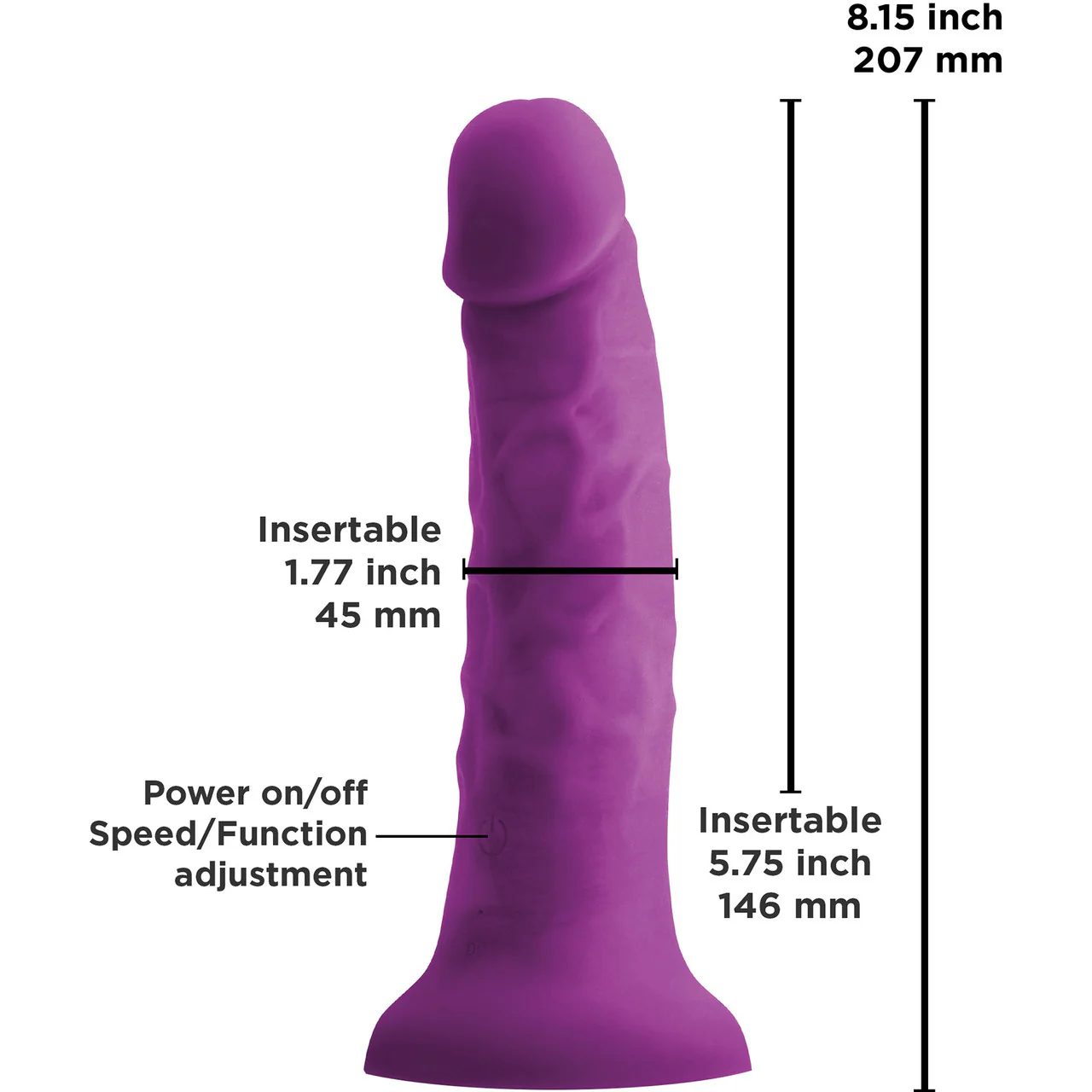 Colours Pleasures Smooth 7" Purple Vibrating Silicone Dildo - Image 2