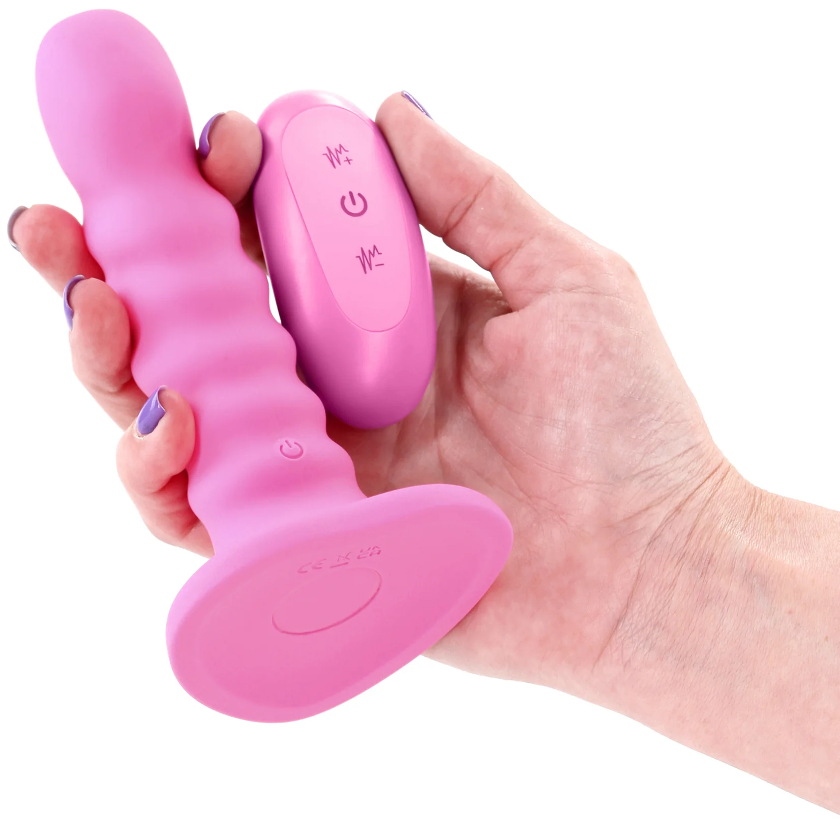 Colours Ribbed 5" Silicone Vibrating Dildo With Remote - Image 4