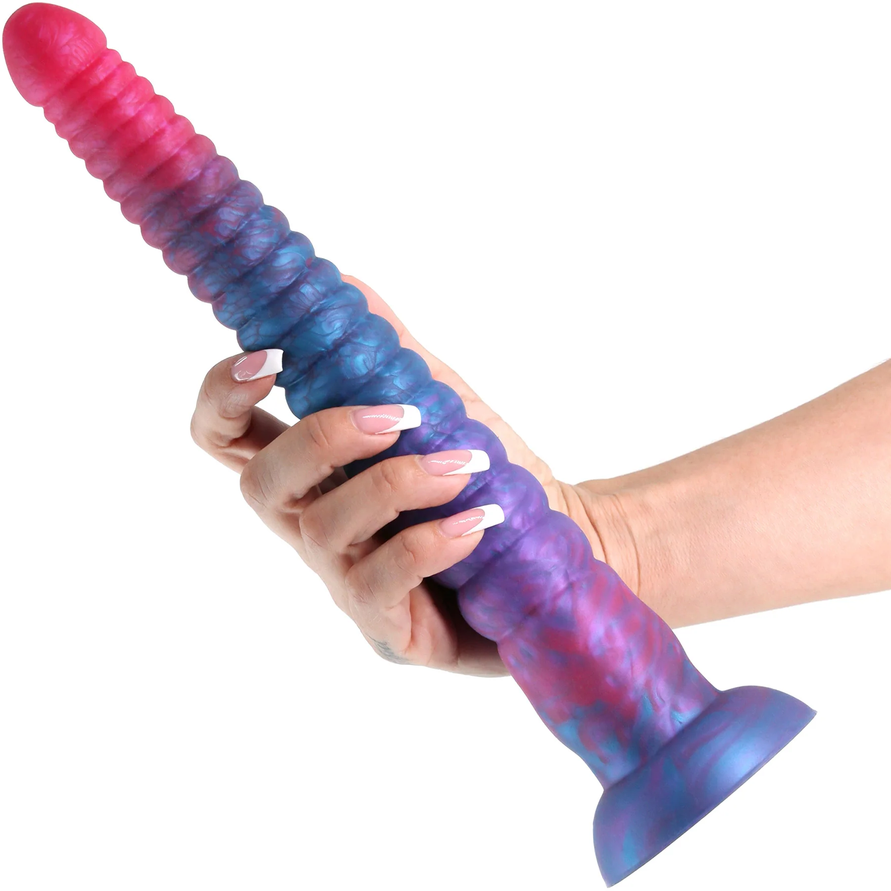 Colours Stacked Silicone Suction Cup Dildo - Pink & Blue - Image 10