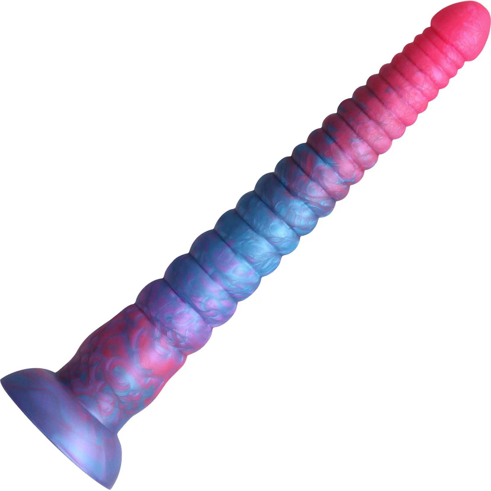 Colours Stacked Silicone Suction Cup Dildo - Pink & Blue - Image 11