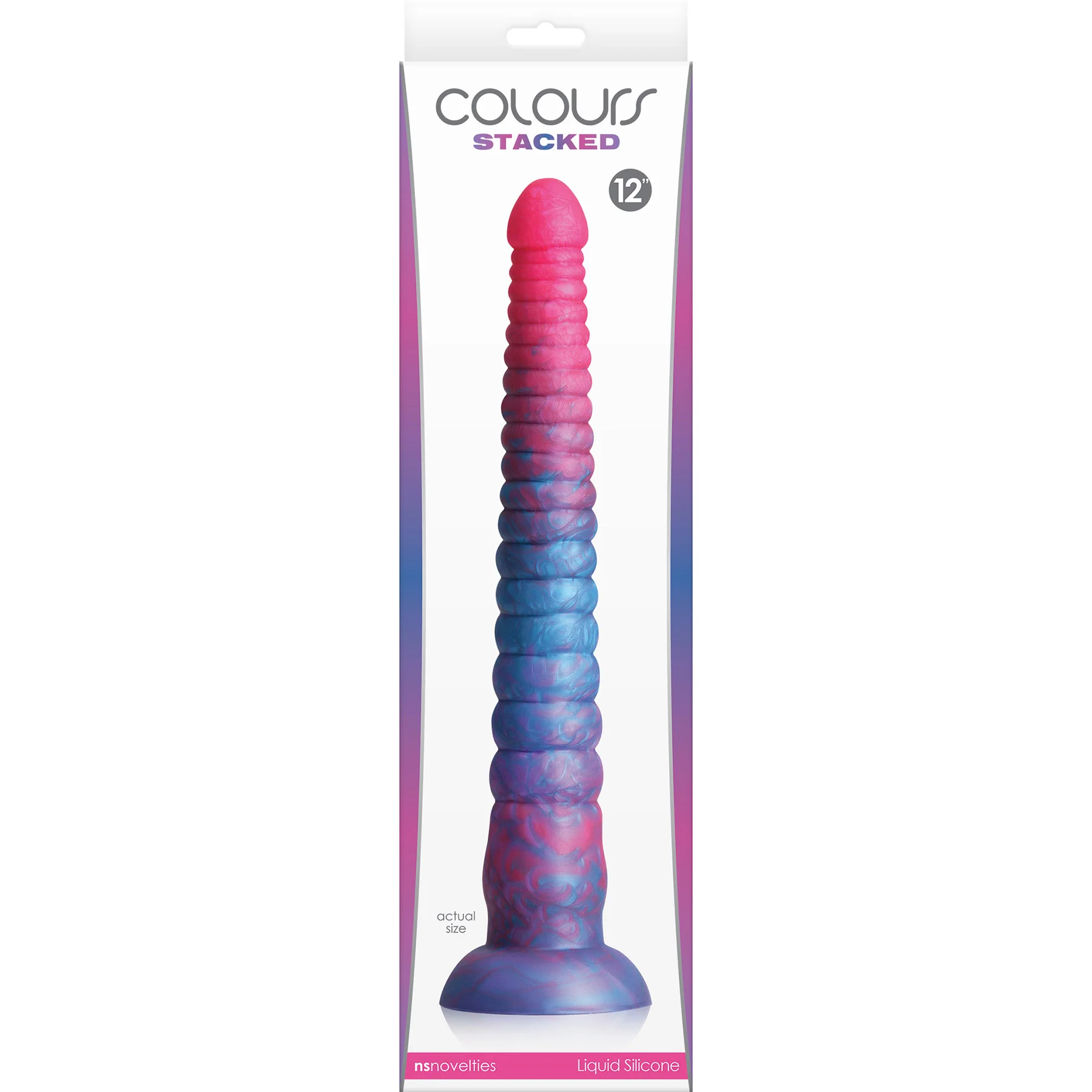 Colours Stacked Silicone Suction Cup Dildo - Pink & Blue - Image 12