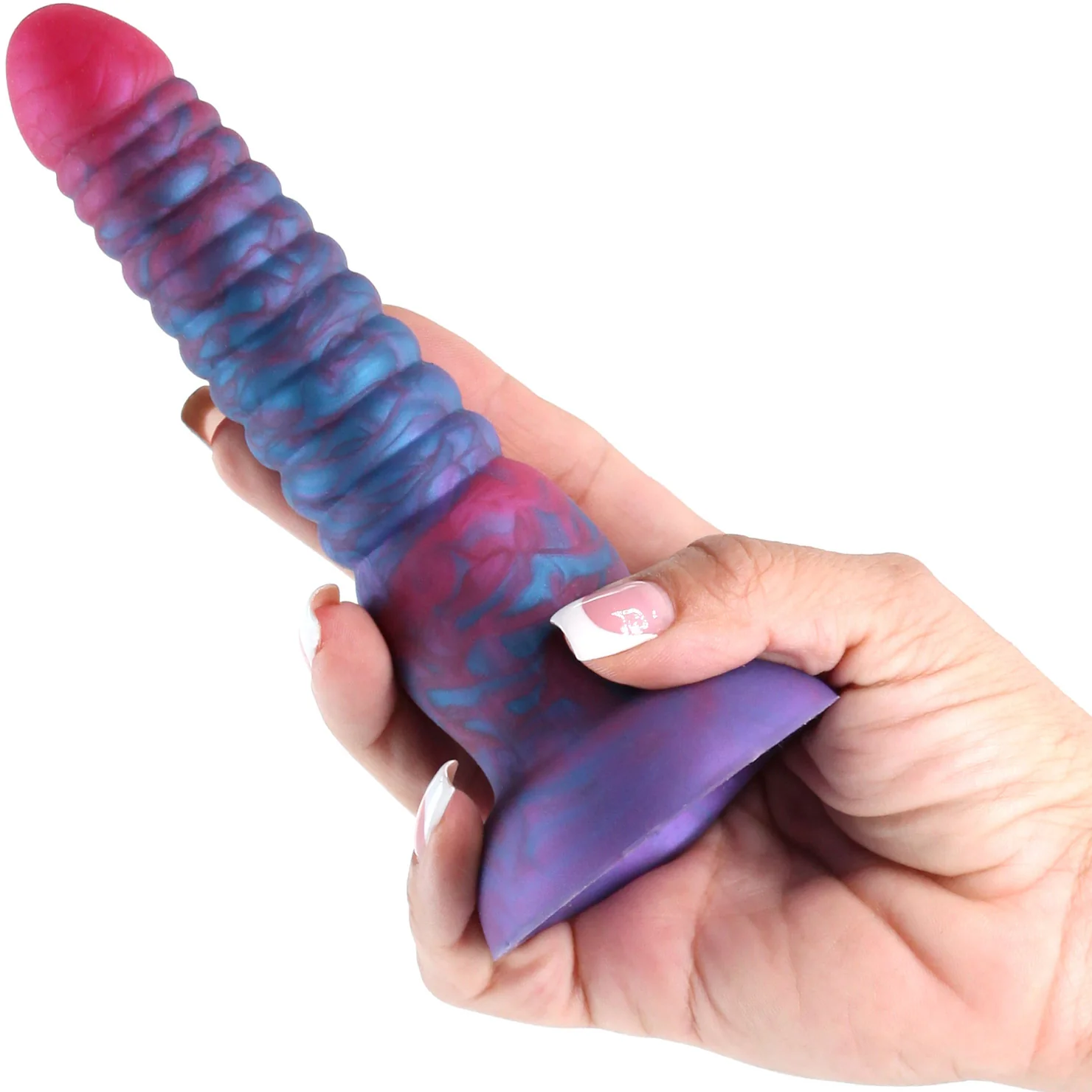 Colours Stacked Silicone Suction Cup Dildo - Pink & Blue - Image 2