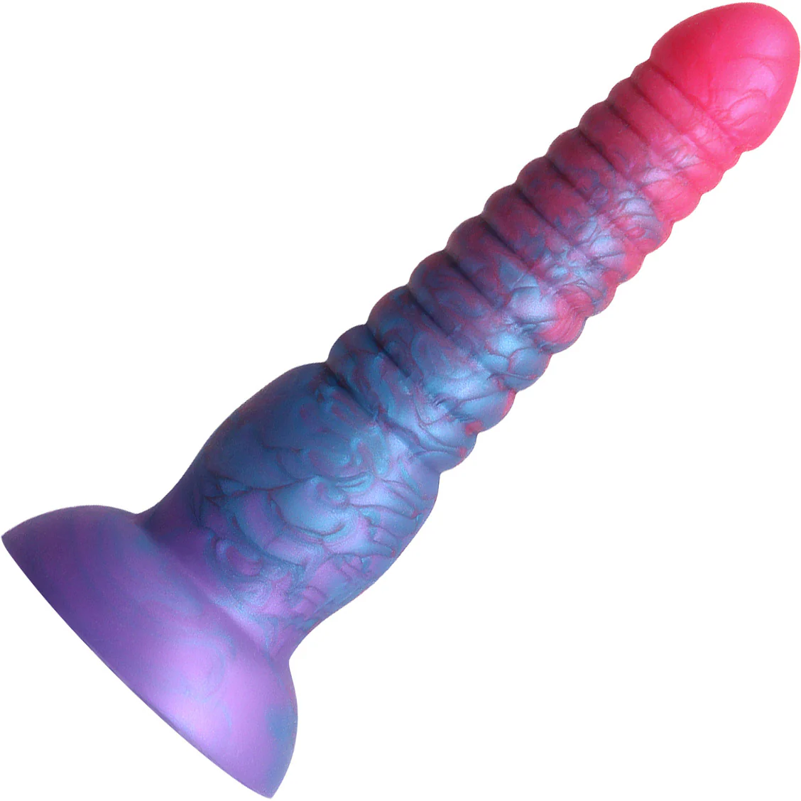 Colours Stacked Silicone Suction Cup Dildo - Pink & Blue - Image 3