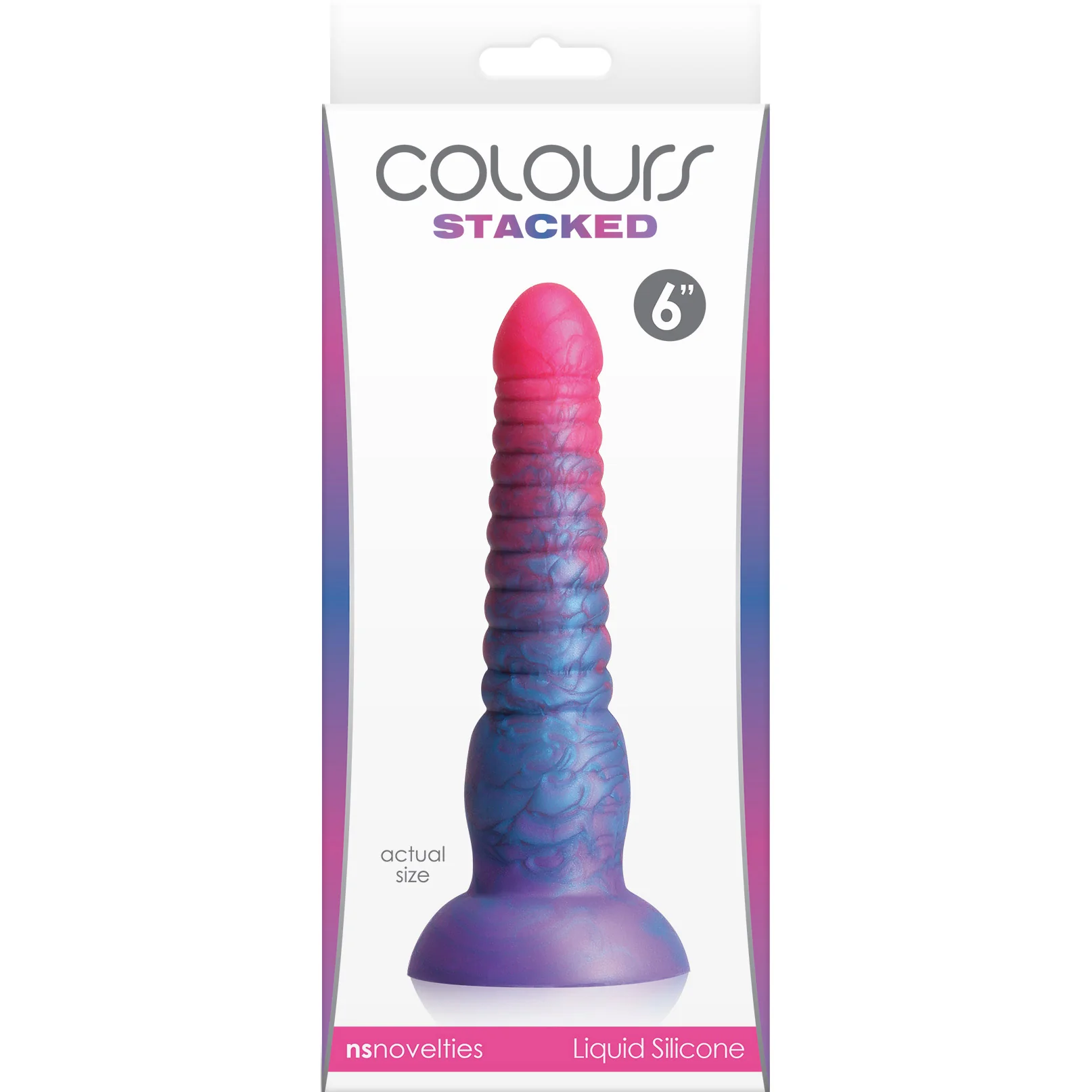 Colours Stacked Silicone Suction Cup Dildo - Pink & Blue - Image 4
