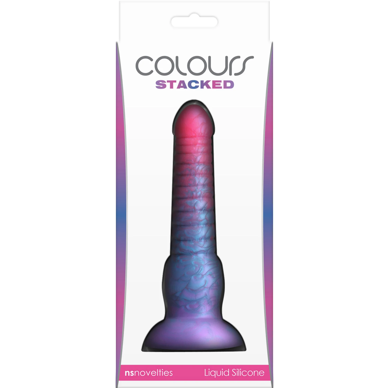 Colours Stacked Silicone Suction Cup Dildo - Pink & Blue - Image 5