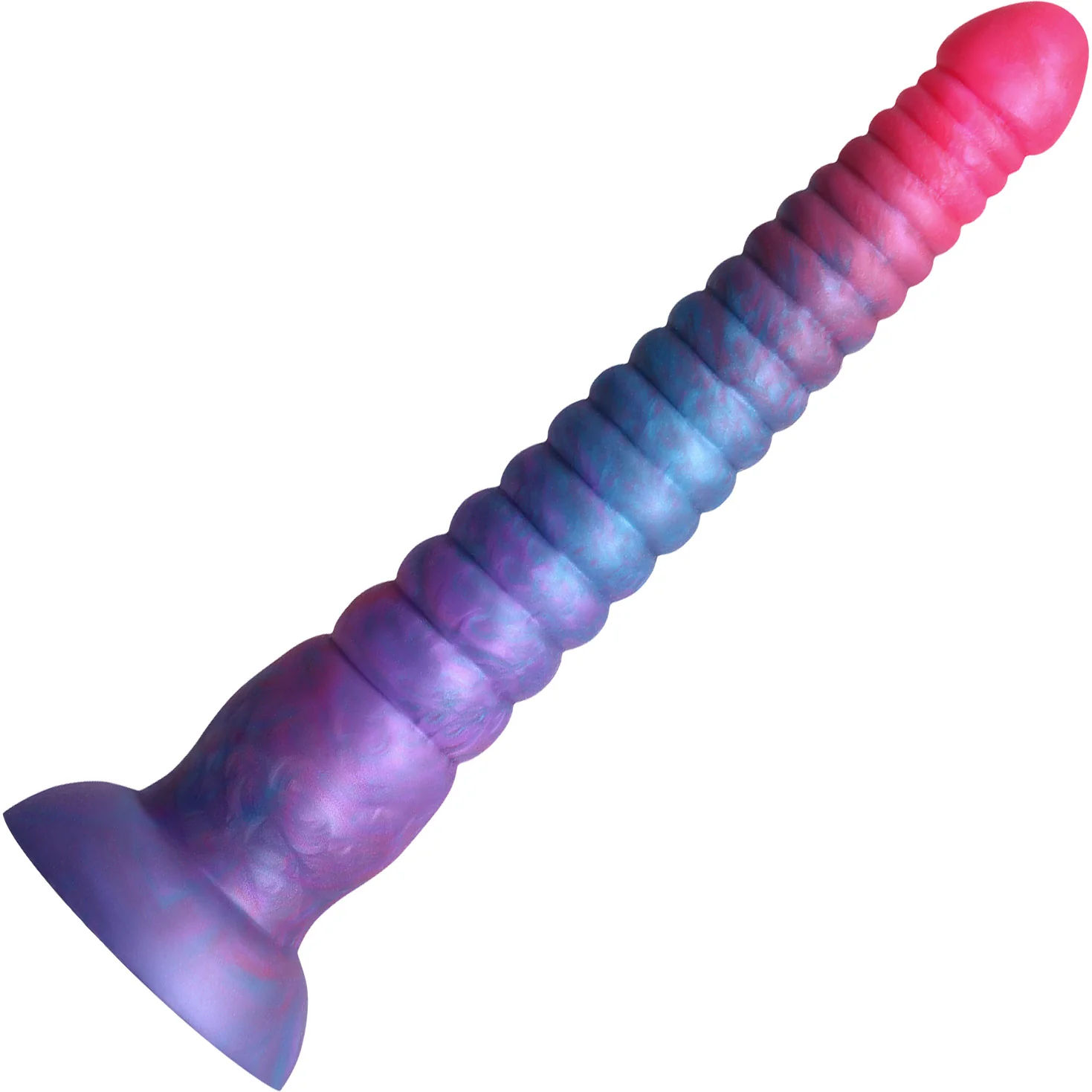 Colours Stacked Silicone Suction Cup Dildo - Pink & Blue - Image 7