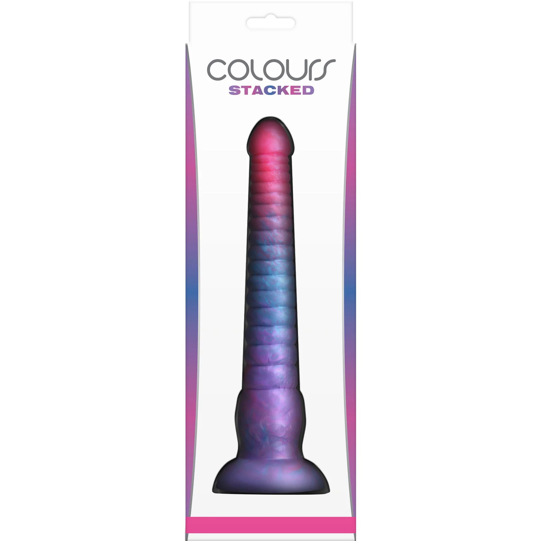 Colours Stacked Silicone Suction Cup Dildo - Pink & Blue - Image 9