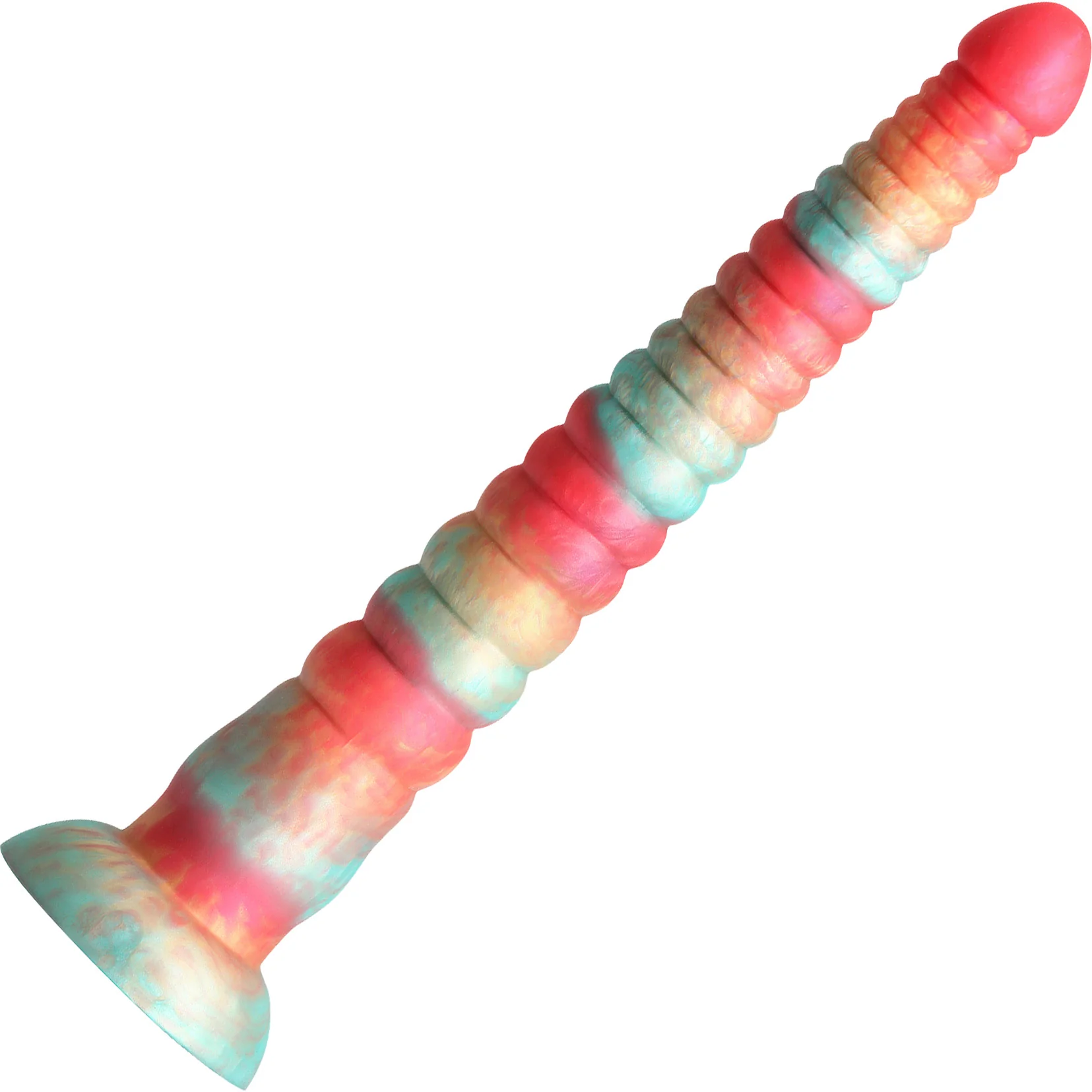Colours Stacked Silicone Suction Cup Dildo - Red & Gold - Image 10