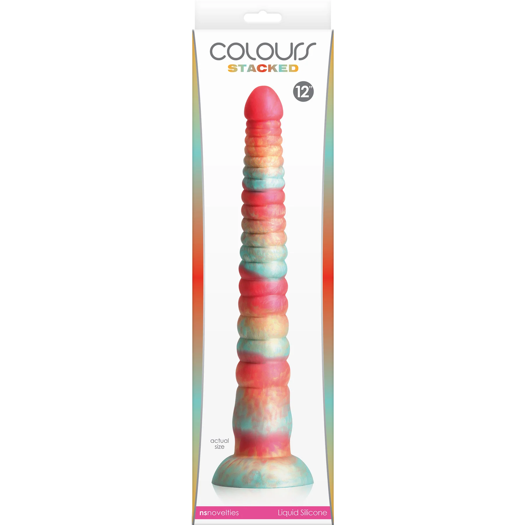 Colours Stacked Silicone Suction Cup Dildo - Red & Gold - Image 12