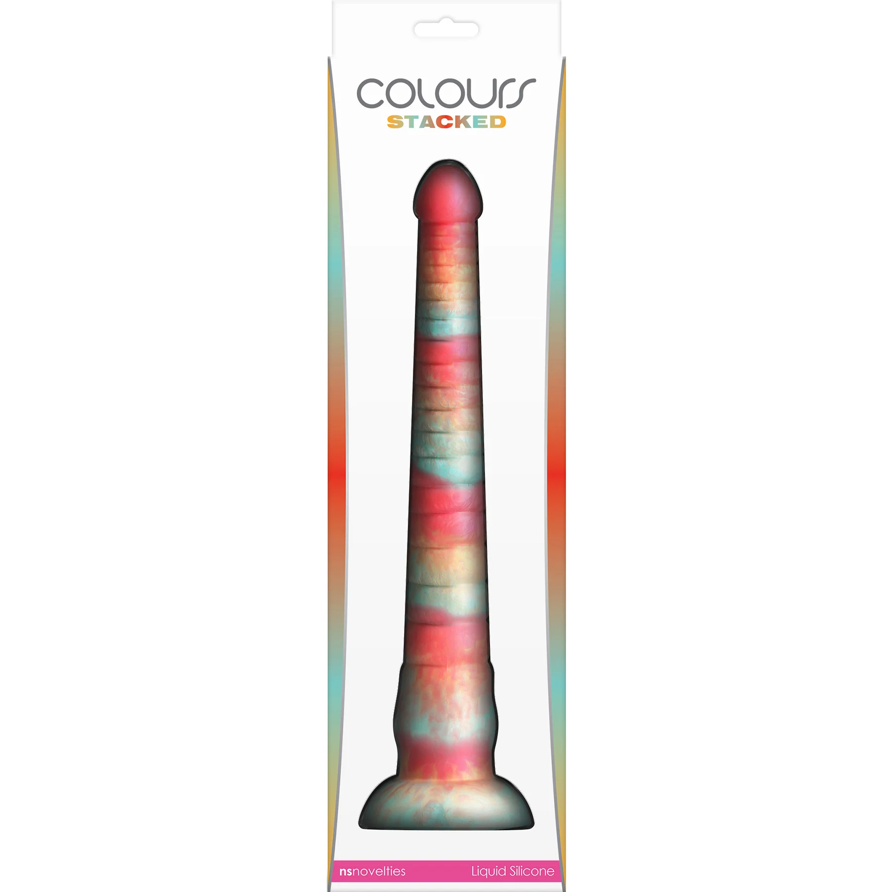 Colours Stacked Silicone Suction Cup Dildo - Red & Gold - Image 13
