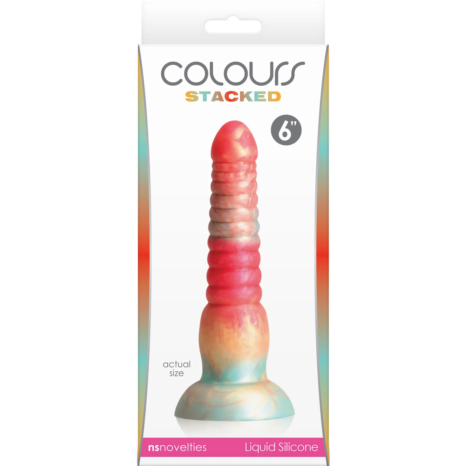 Colours Stacked Silicone Suction Cup Dildo - Red & Gold - Image 4