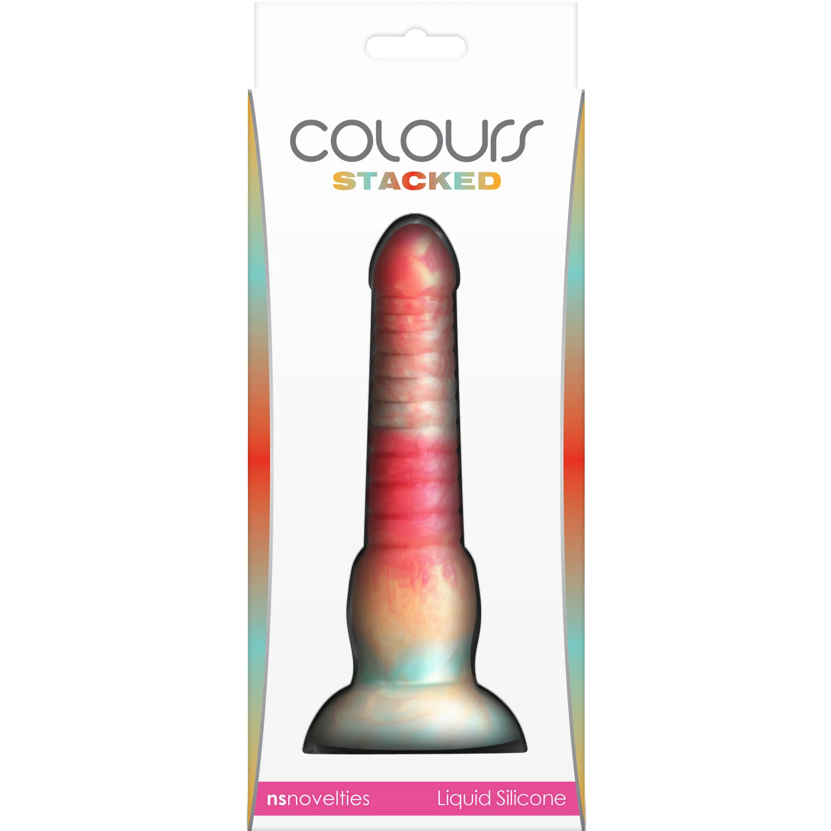 Colours Stacked Silicone Suction Cup Dildo - Red & Gold - Image 5