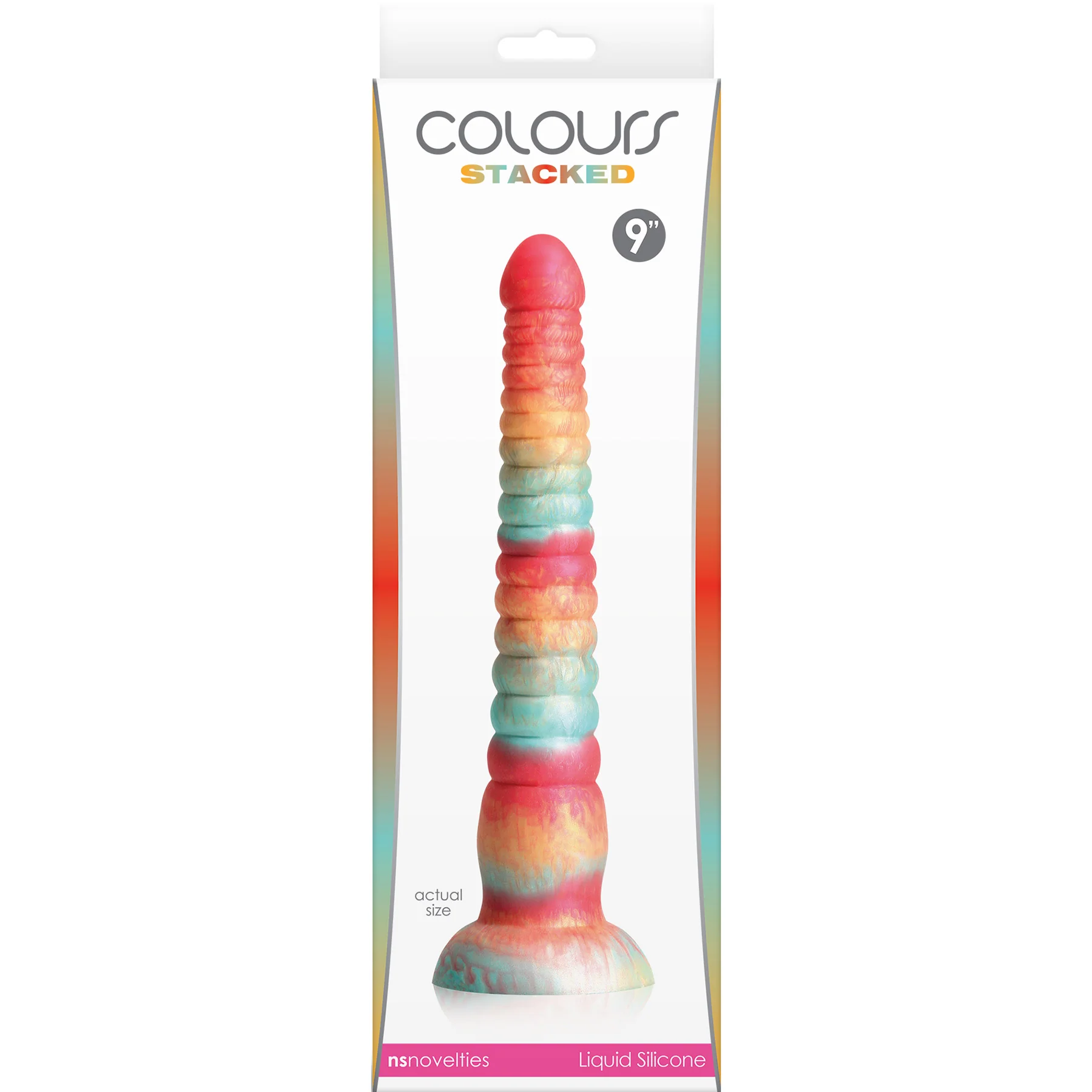 Colours Stacked Silicone Suction Cup Dildo - Red & Gold - Image 8