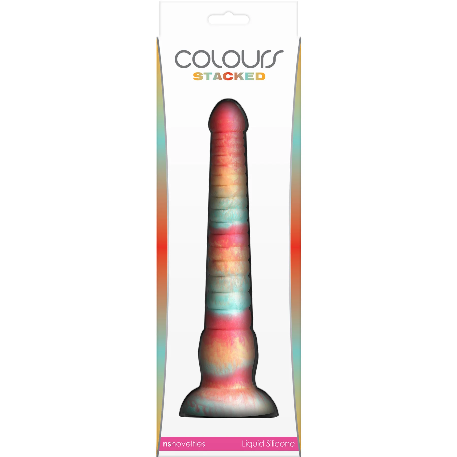 Colours Stacked Silicone Suction Cup Dildo - Red & Gold - Image 9