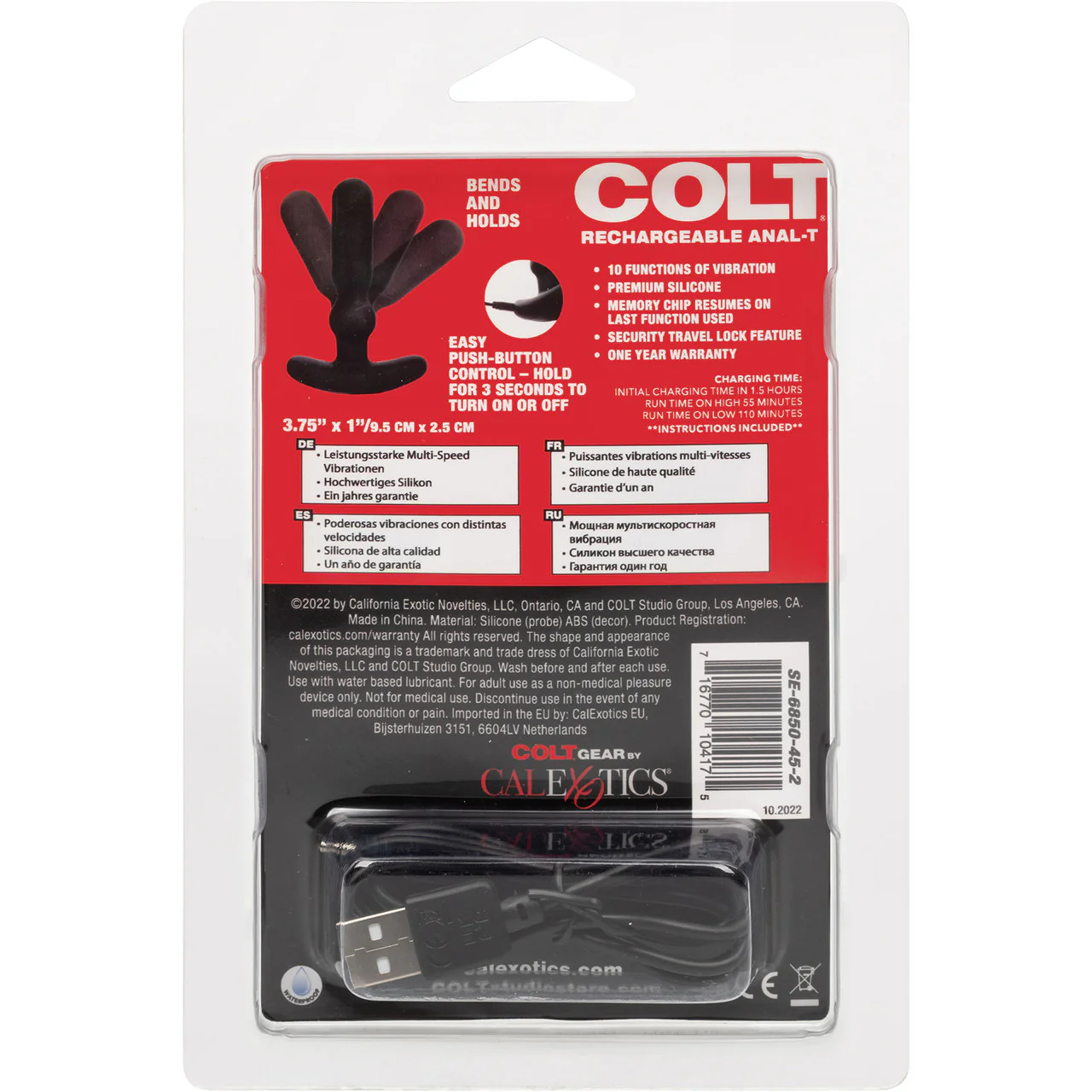COLT Anal-T Rechargeable Waterproof Silicone Anal Vibrator - Black - Image 11