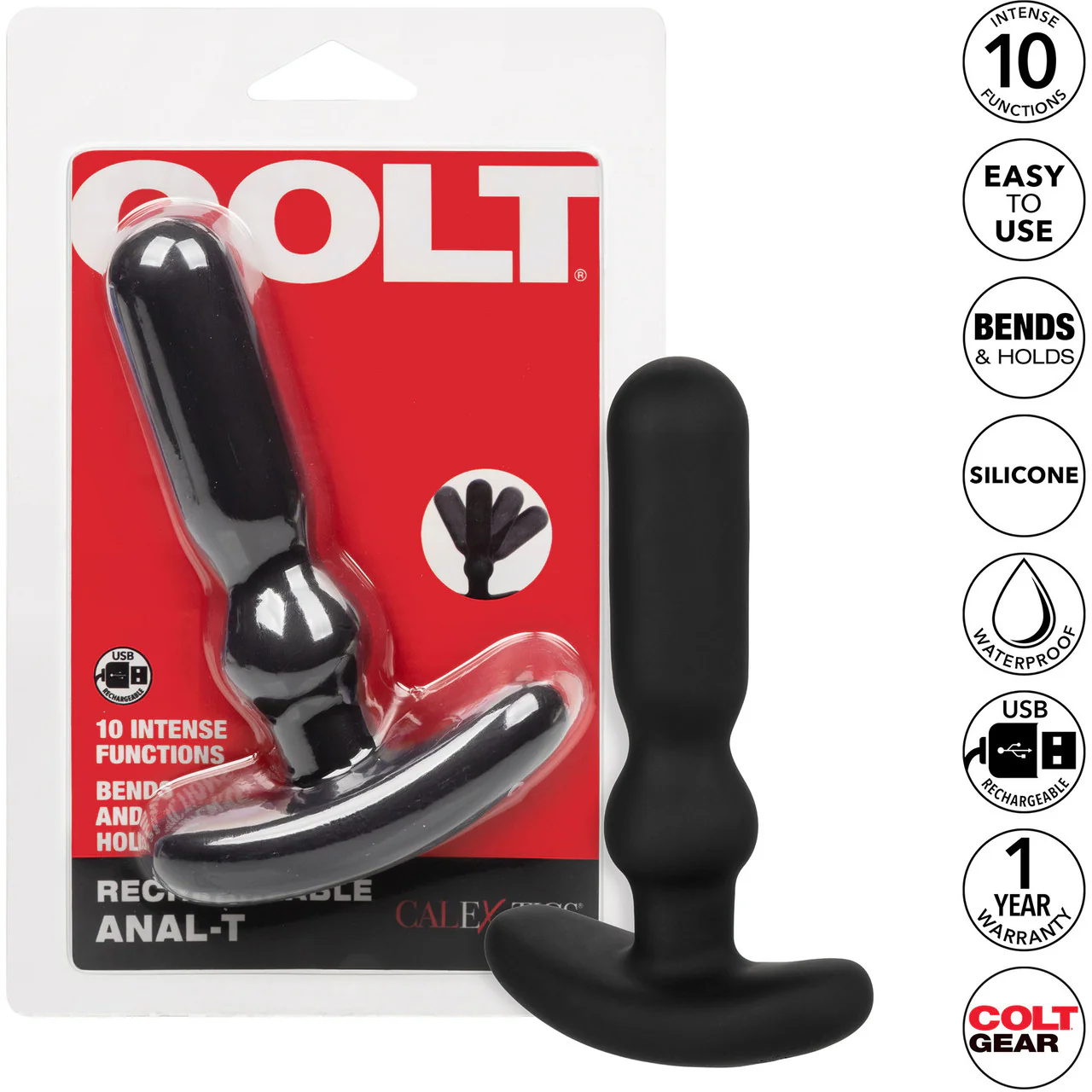 COLT Anal-T Rechargeable Waterproof Silicone Anal Vibrator - Black - Image 9