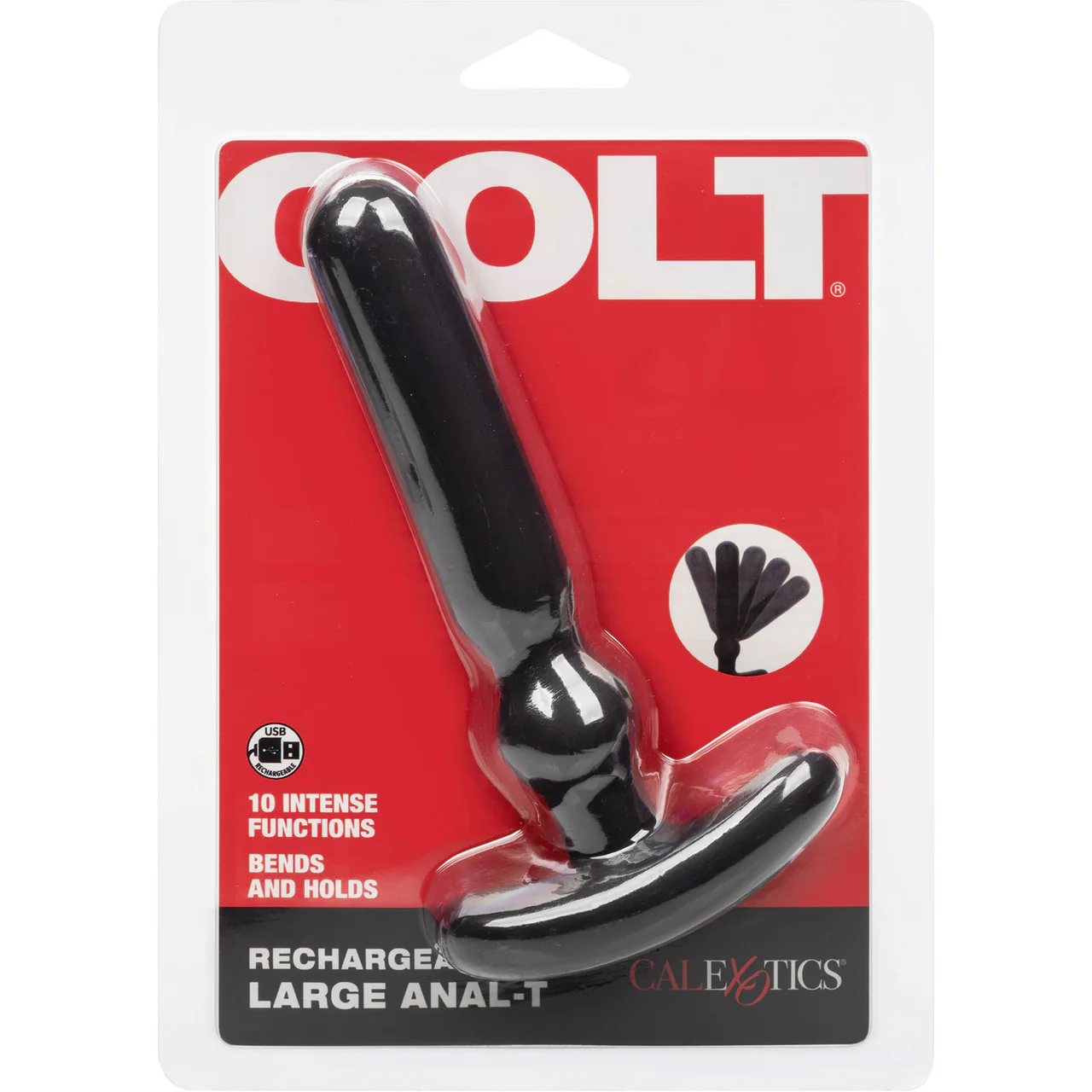 COLT Anal-T Rechargeable Waterproof Silicone Anal Vibrator - Large, Black - Image 10