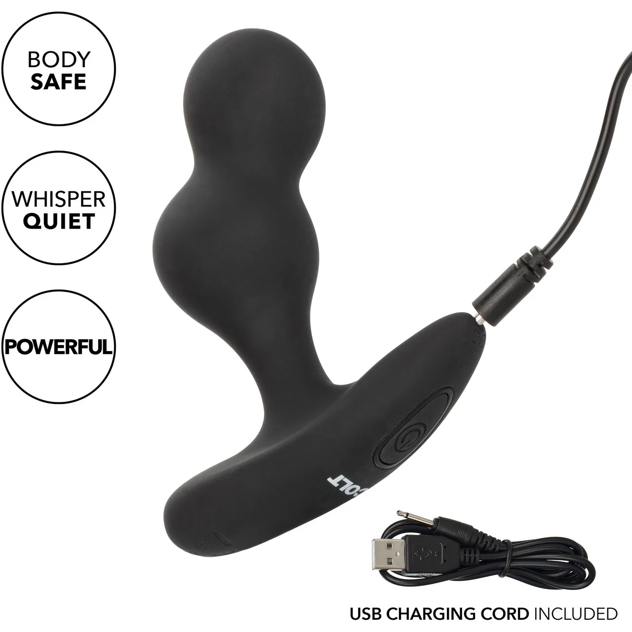 COLT Dual Power Probe Rechargeable Waterproof Silicone Anal Vibrator - Black - Image 6