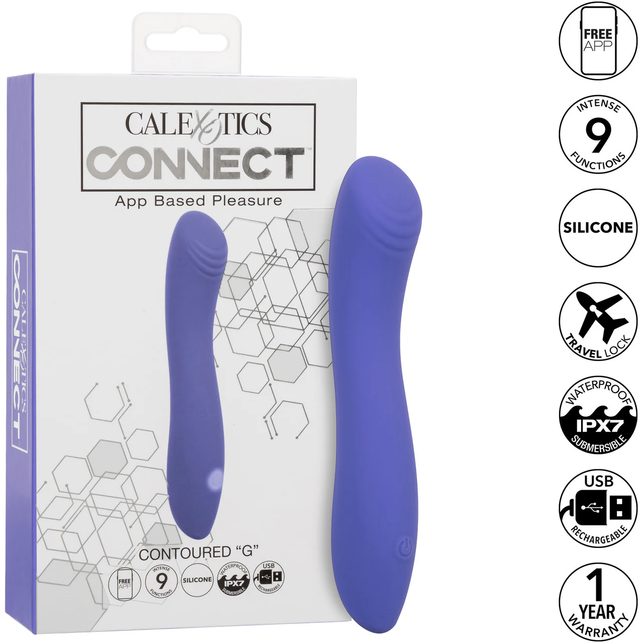 Connect Contoured "G" Rechargeable Silicone App Enabled G-Spot Vibrator By CalExotics - Image 9