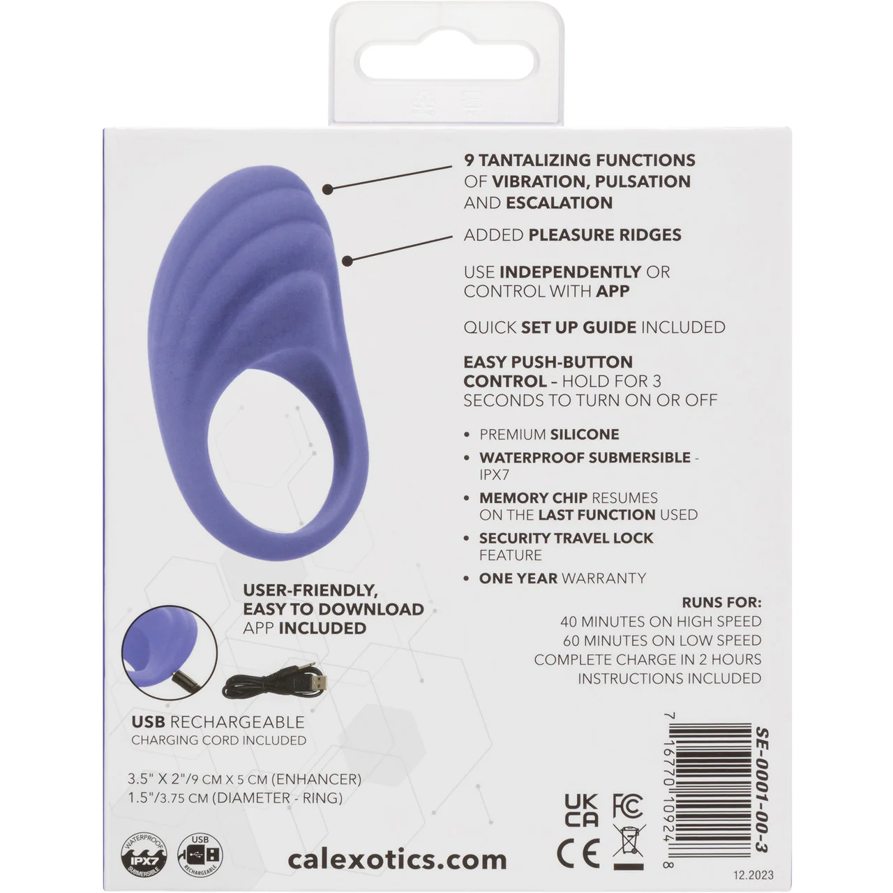 Connect Couples Ring Rechargeable Waterproof Silicone App Enabled Vibrating Cock Ring By CalExotics - Image 11