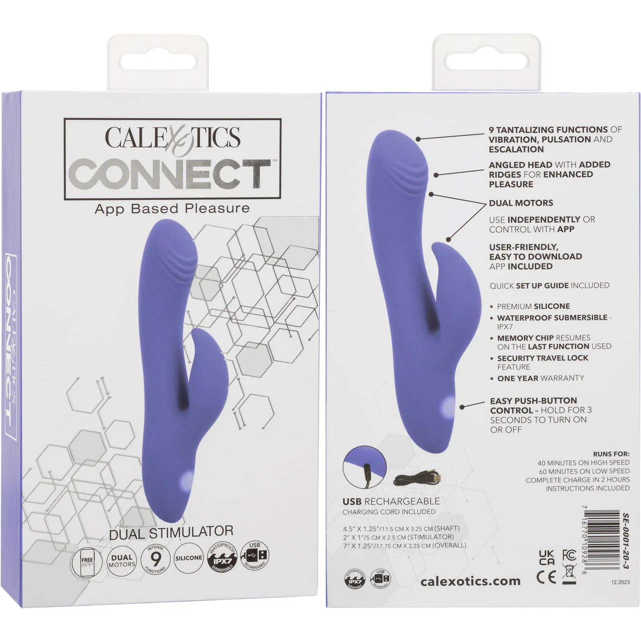 Connect Dual Stimulator Rechargeable Silicone App Enabled Rabbit Vibrator By CalExotics - Image 10