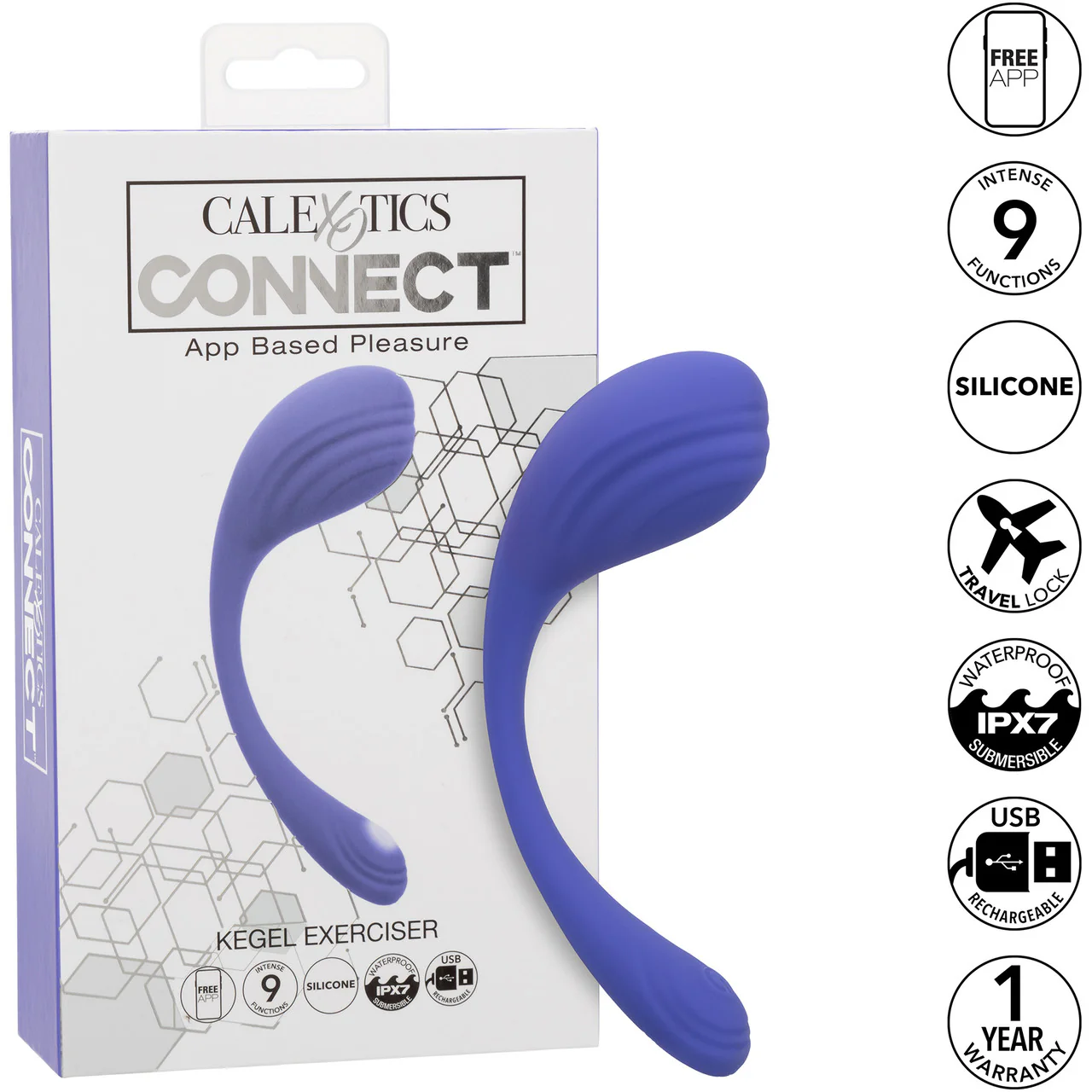 Connect Kegel Exerciser Rechargeable Waterproof Silicone App Enabled Vibrator By CalExotics - Image 8