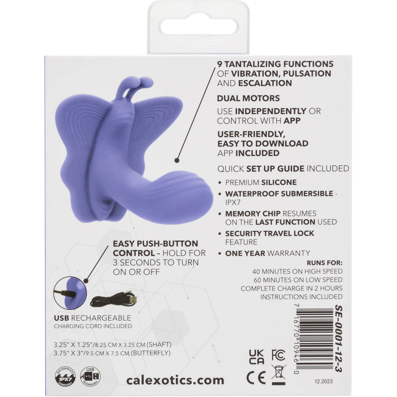 Connect Venus Butterfly Rechargeable Silicone App Enabled Dual Stimulation Vibrator By CalExotics - Image 10