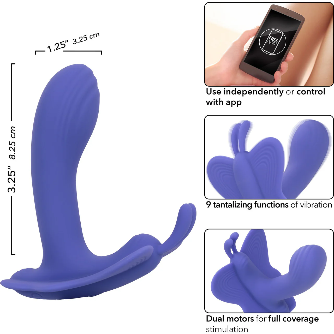 Connect Venus Butterfly Rechargeable Silicone App Enabled Dual Stimulation Vibrator By CalExotics - Image 7