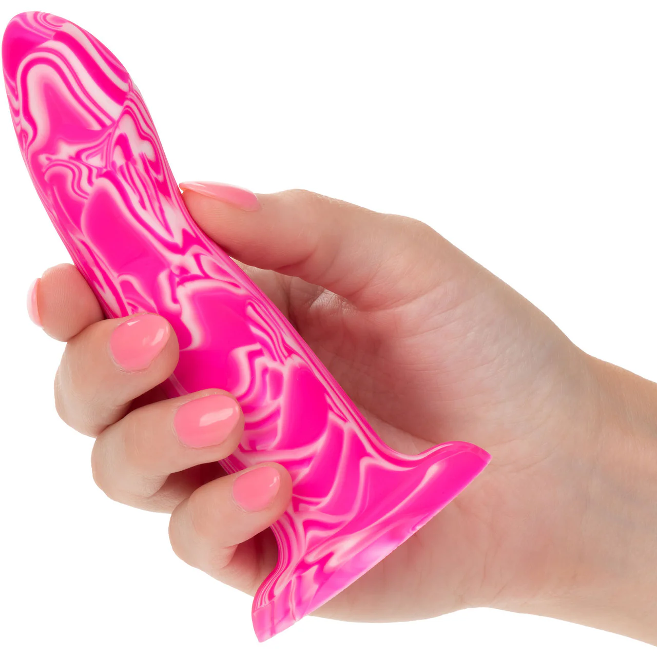 Twisted Love Twisted Probe 4.75" Silicone Suction Cup Dildo By CalExotics - Pink & White - Image 2