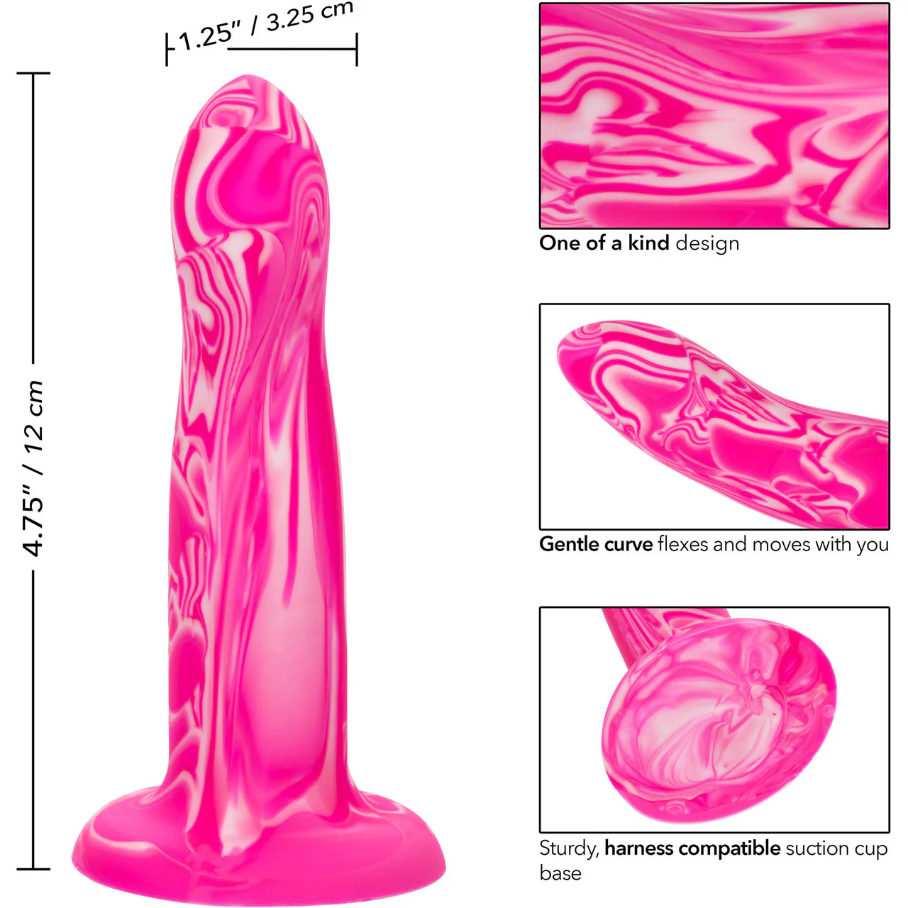 Twisted Love Twisted Probe 4.75" Silicone Suction Cup Dildo By CalExotics - Pink & White - Image 8