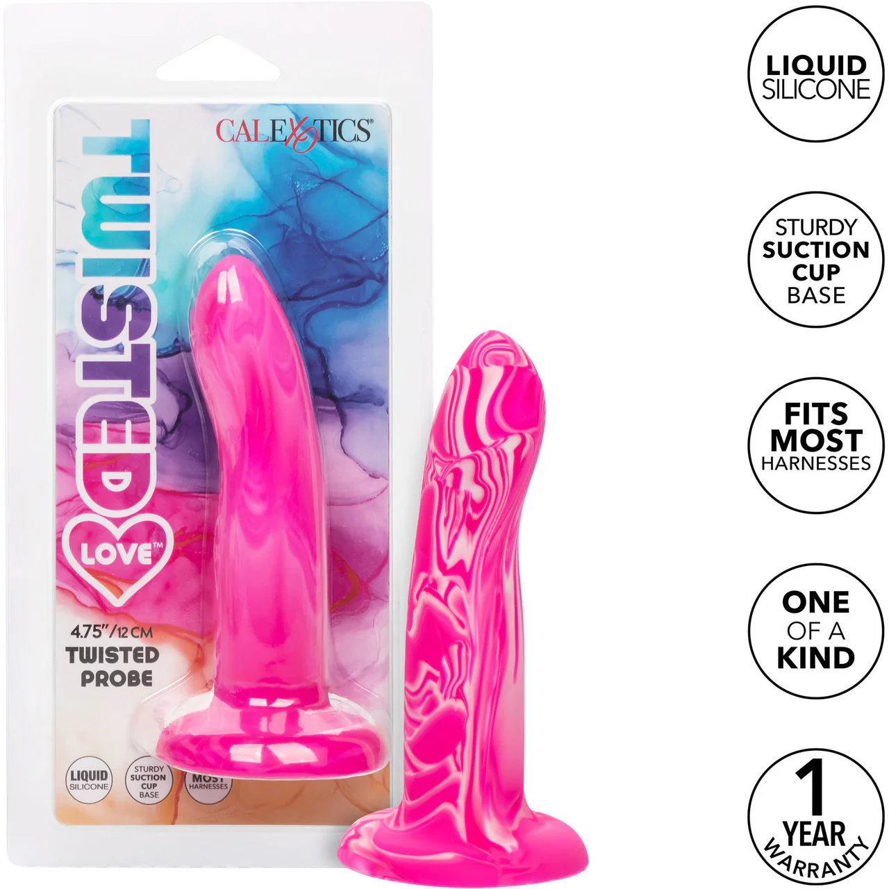 Twisted Love Twisted Probe 4.75" Silicone Suction Cup Dildo By CalExotics - Pink & White - Image 9